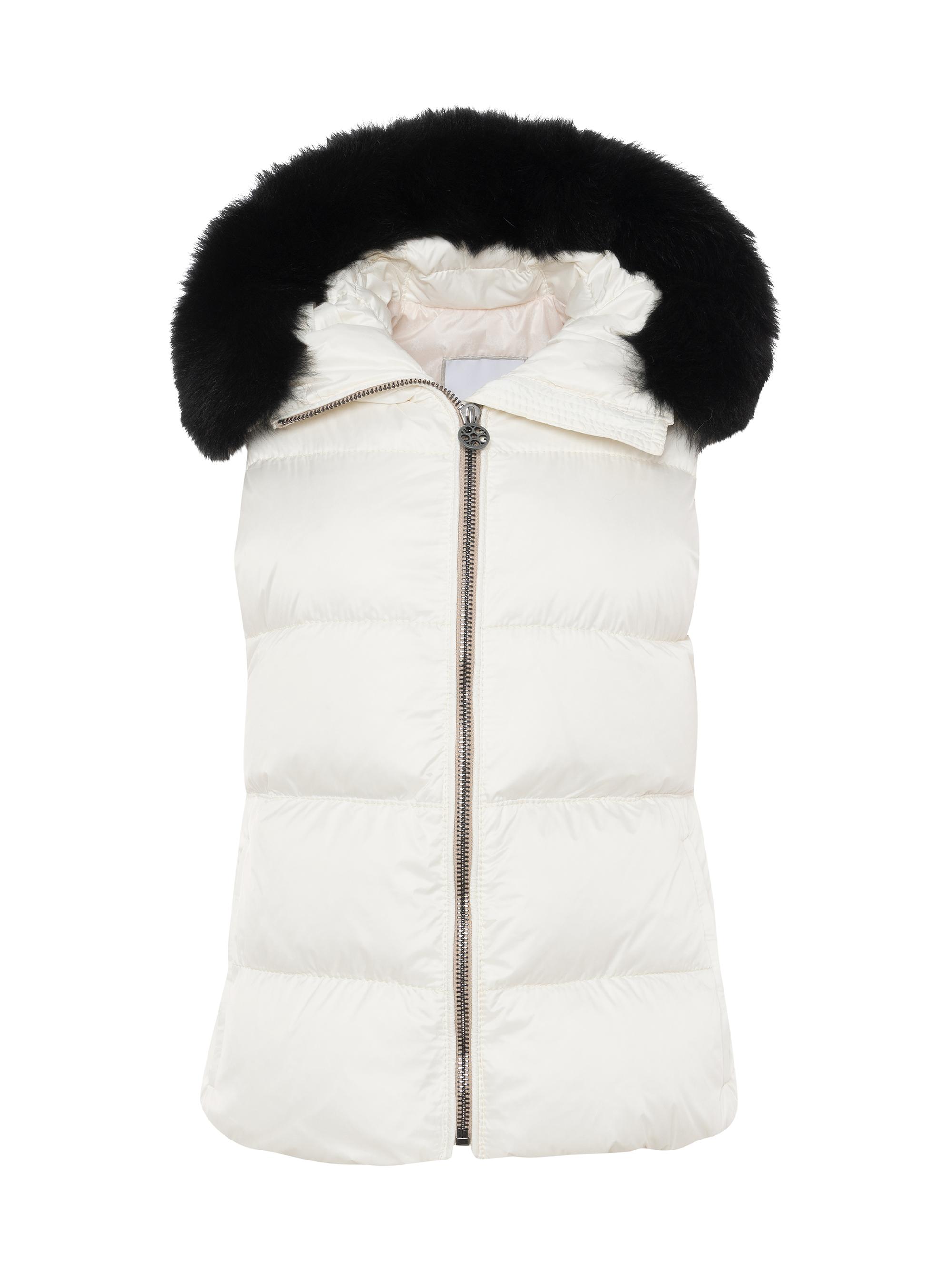 Gorski Women's Apres-Ski Vest with Detachable Toscana Shearling Lamb Hood Trim -