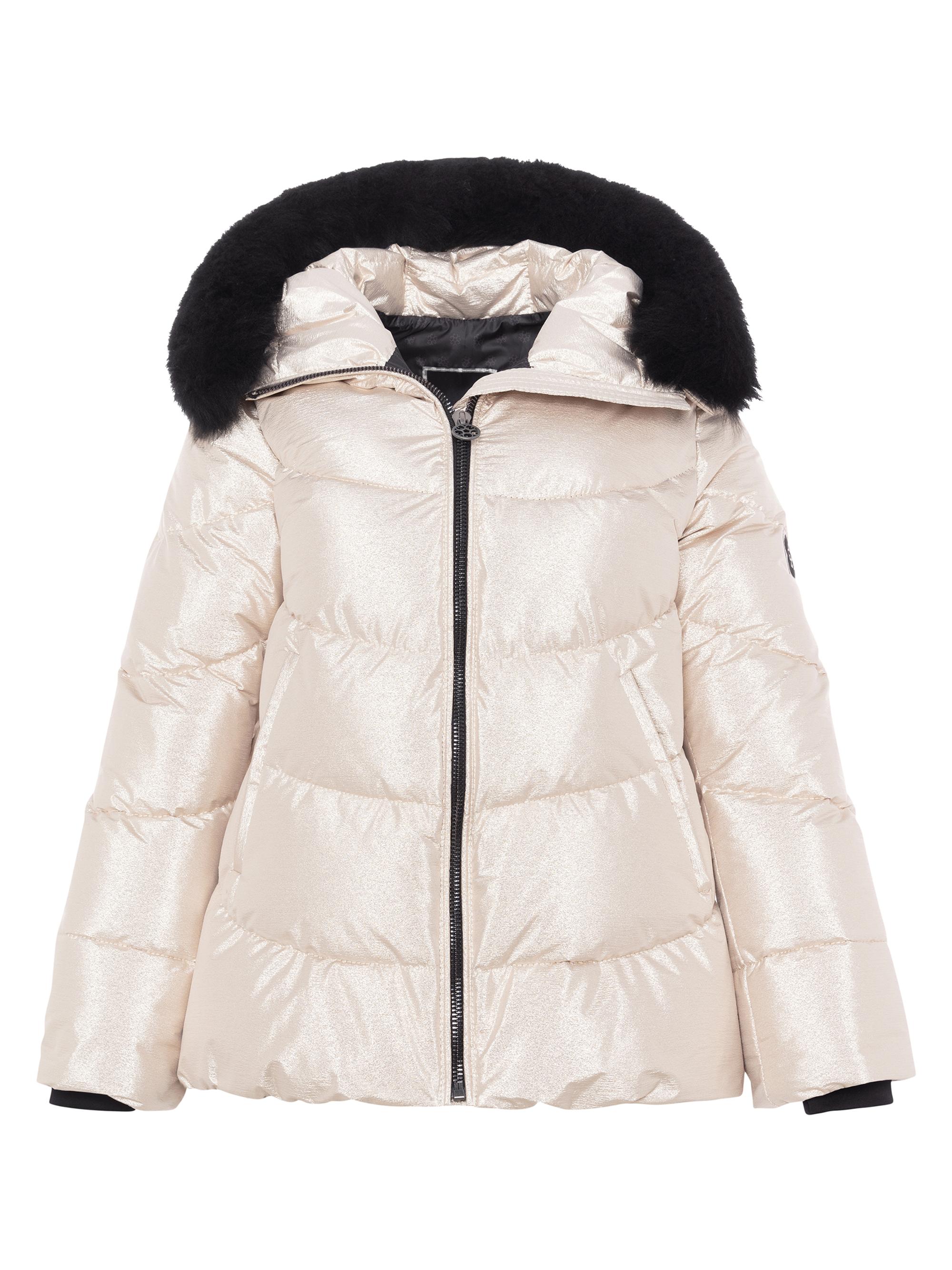 Gorski Women's Apres-Ski Jacket with Detachable Toscana Shearling lamb Hood Trim - Gold