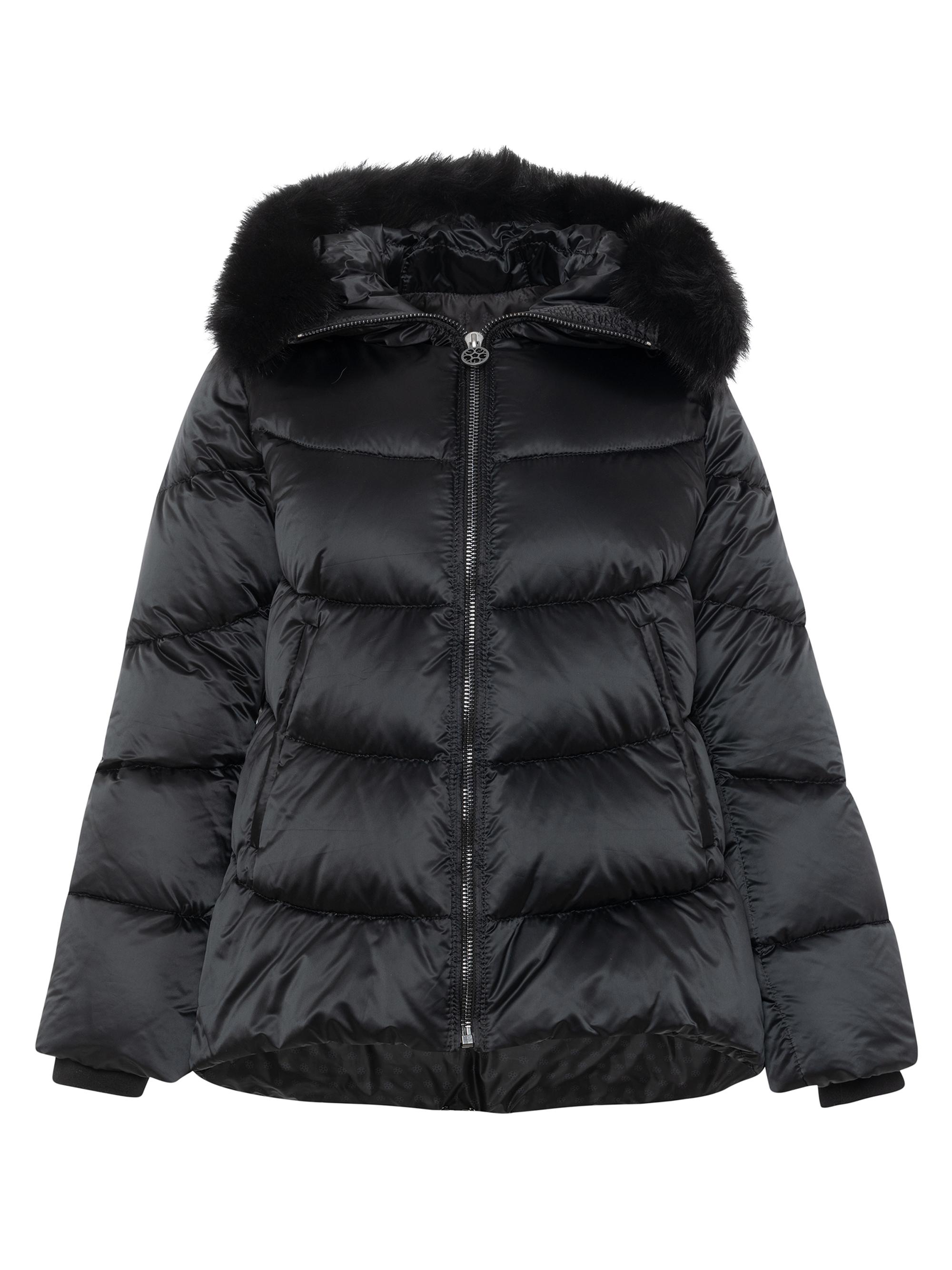 Gorski Women's Apres-Ski Jacket with Detachable Toscana Shearling Lamb Hood Trim - Black