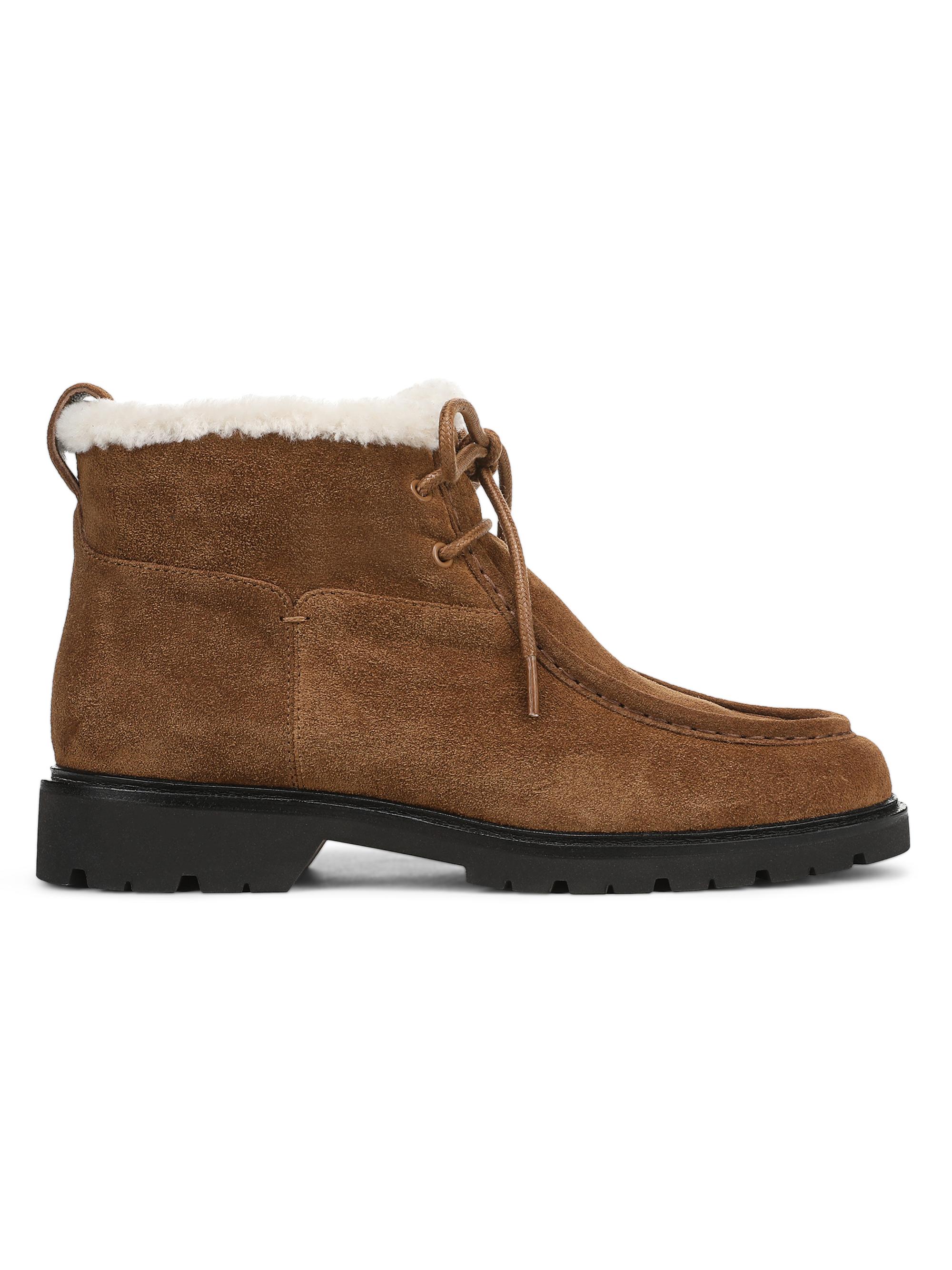 Vince Women's Sierra Shearling-Trim Suede Lace-Up Boots - Elmwood