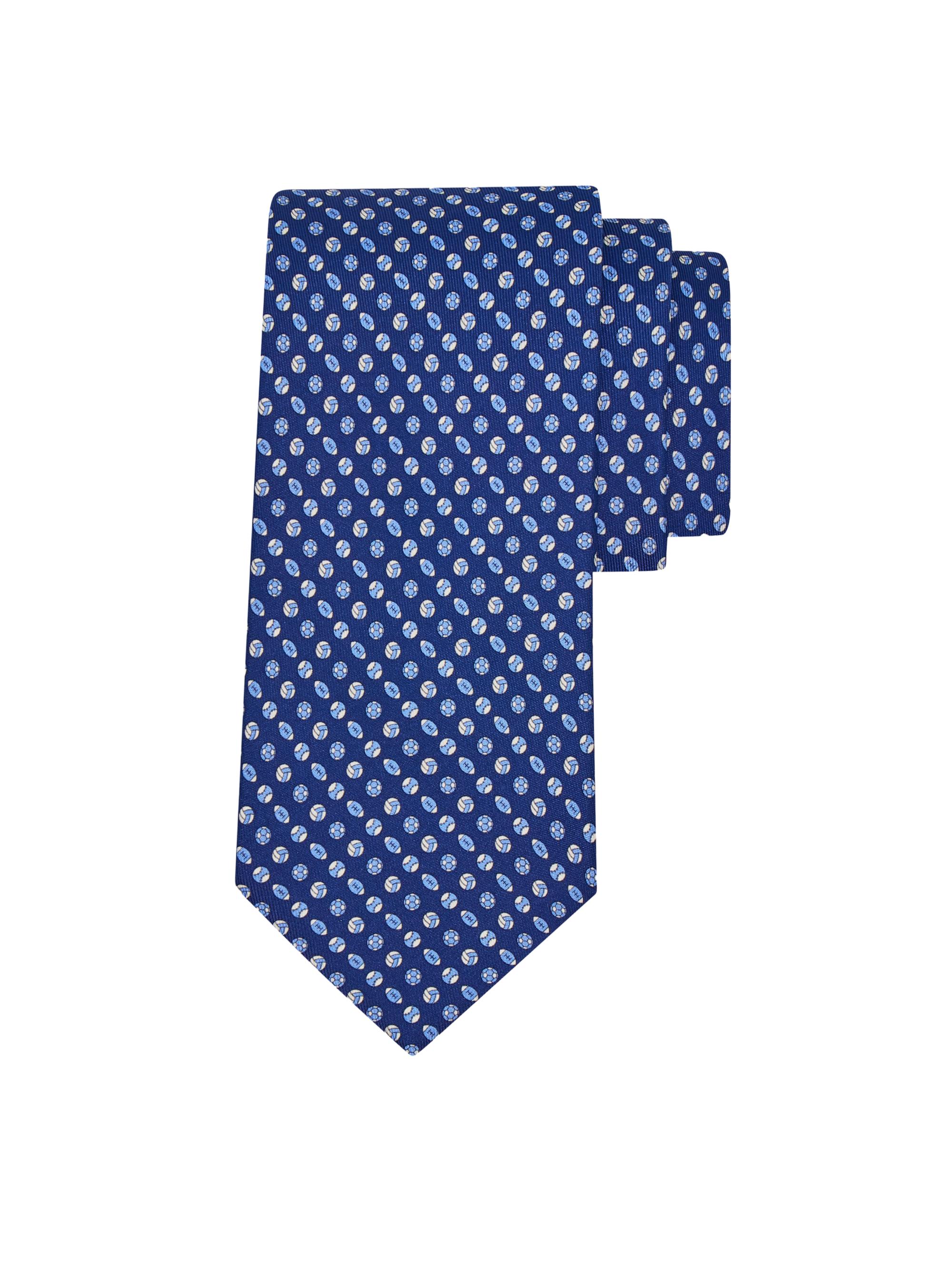 FERRAGAMO Men's Basket Sports Silk Tie - Blue