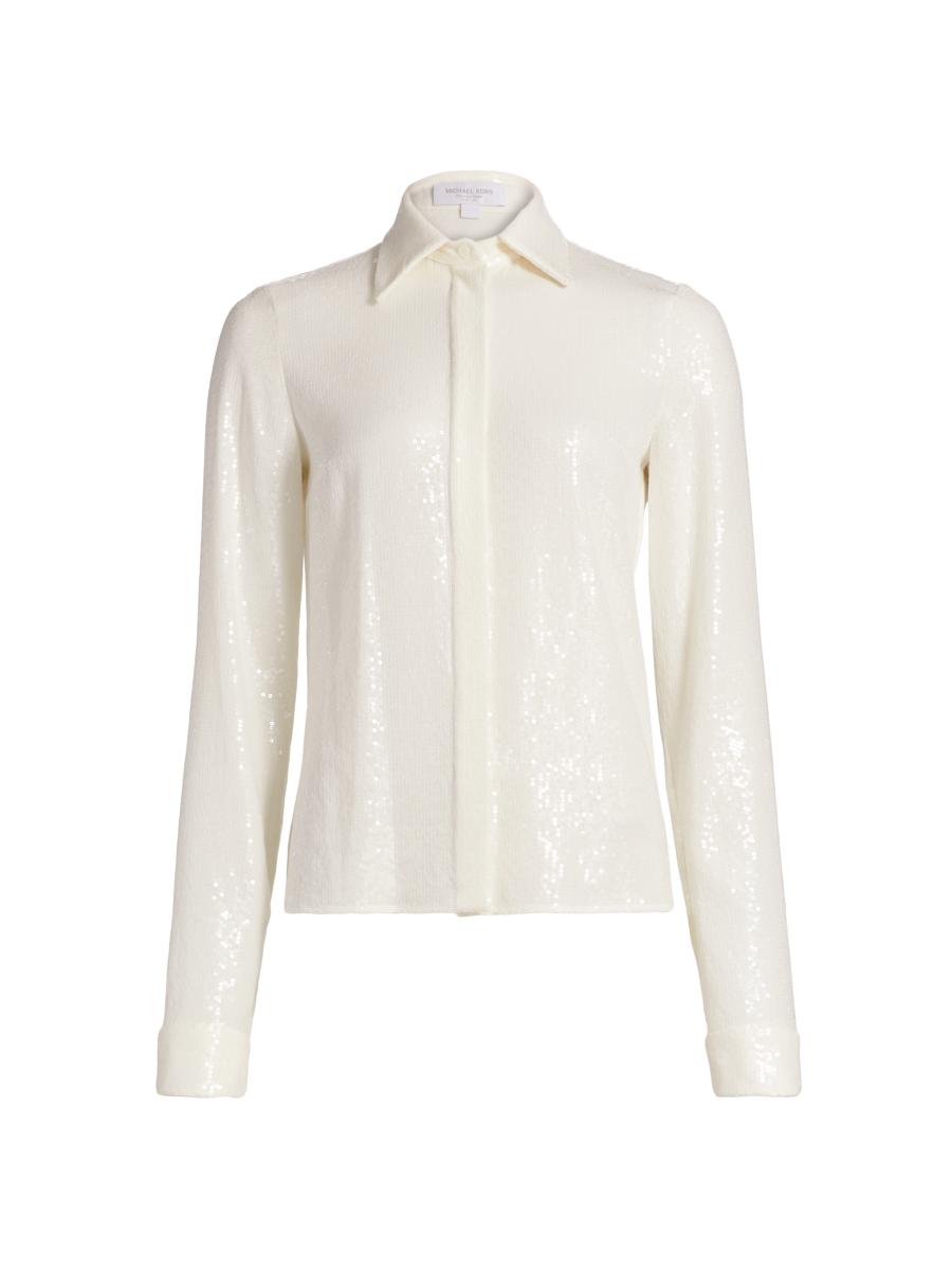 Michael Kors Women's Hansen Sequined Shirt In White