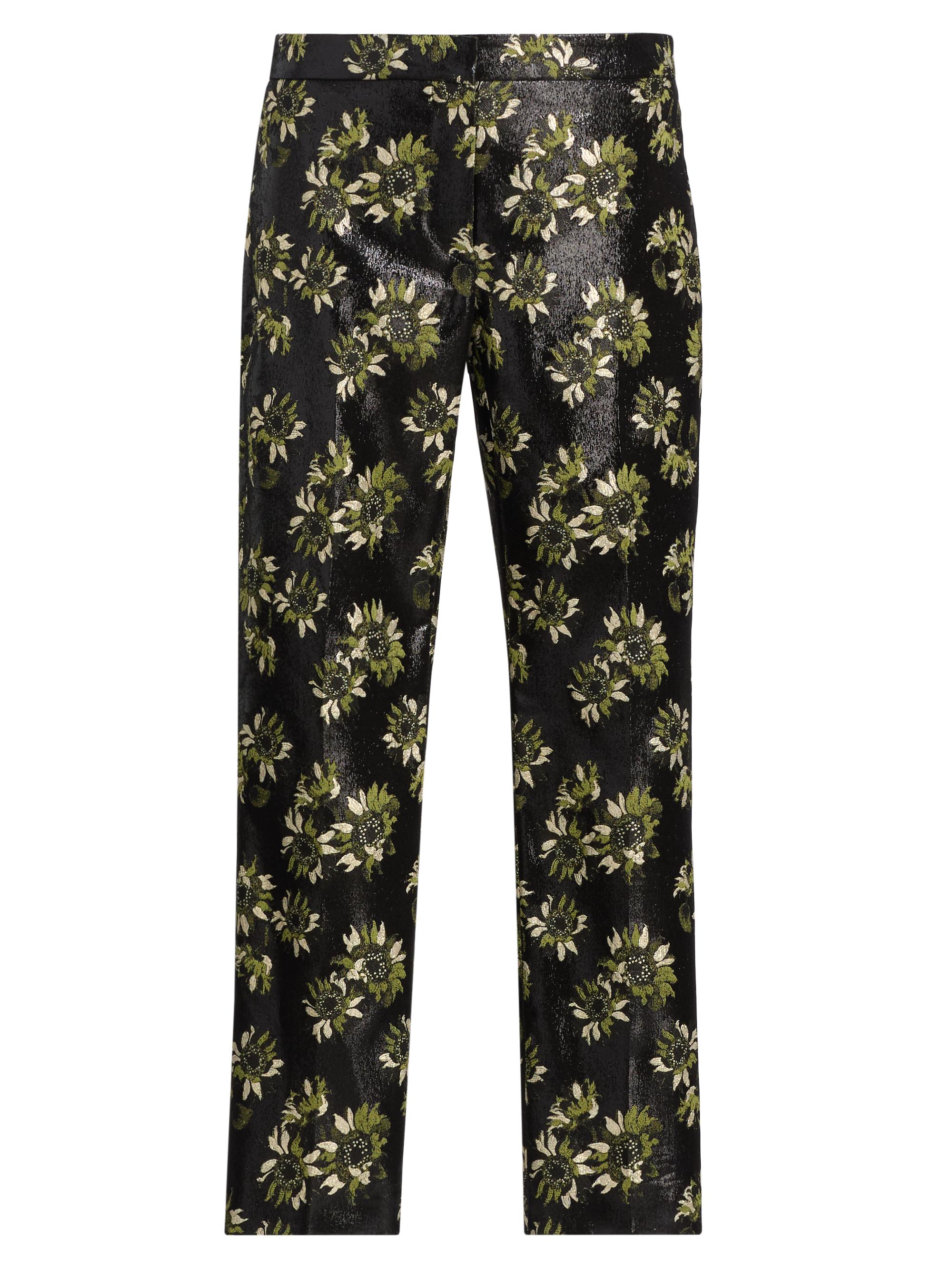 McQueen Women's Lacquered Sunflower Cigarette Crop Trousers - Black Green Gold