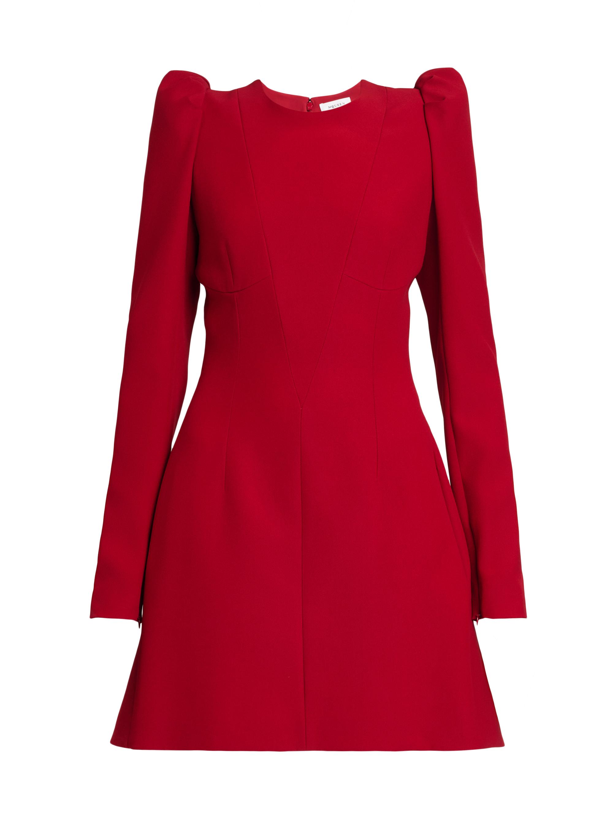 McQueen Women's Leaf Crepe Minidress - Crimson