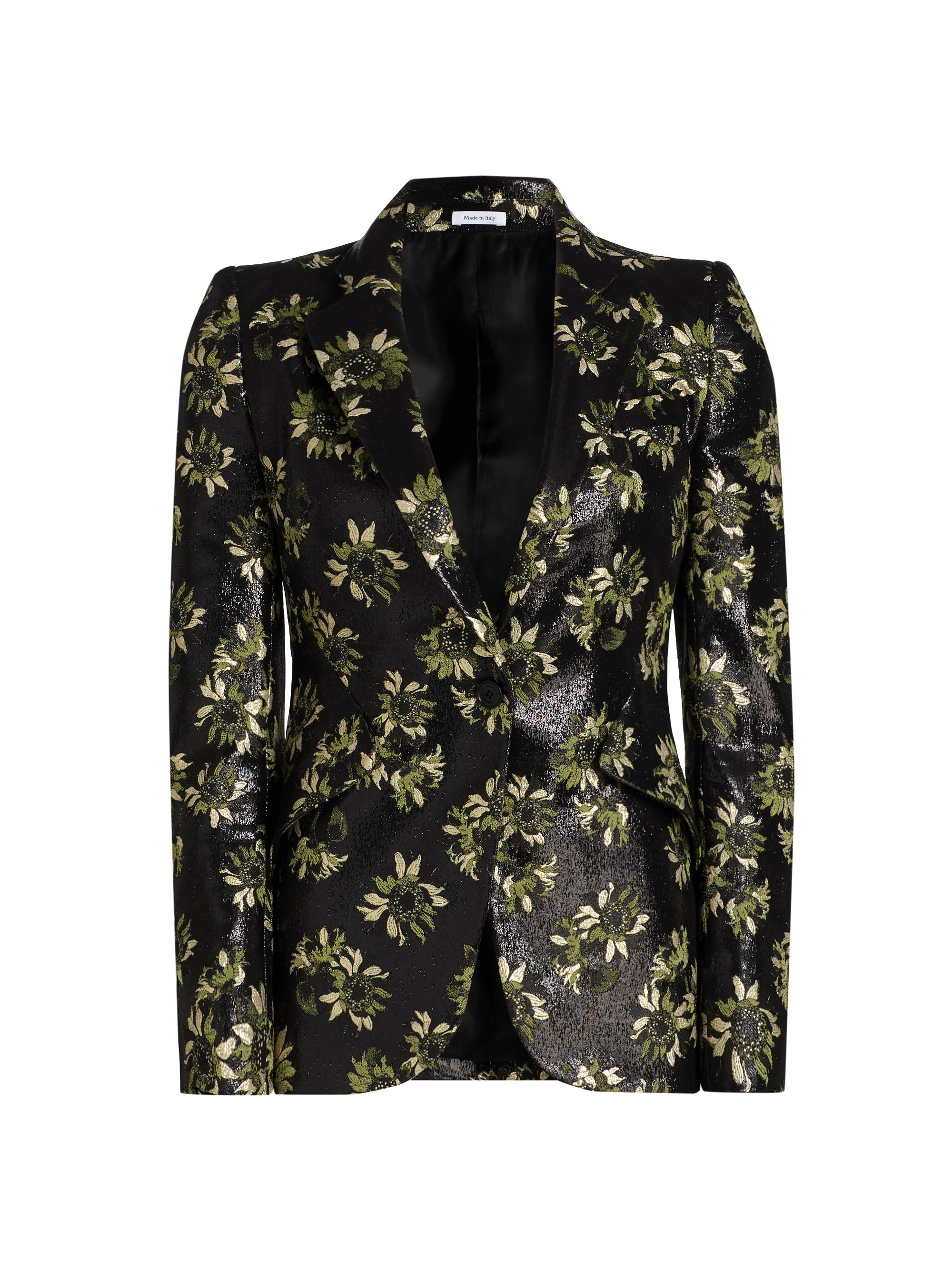 McQueen Women's Lacquered Sunflower Jacquard Blazer - Black Multi