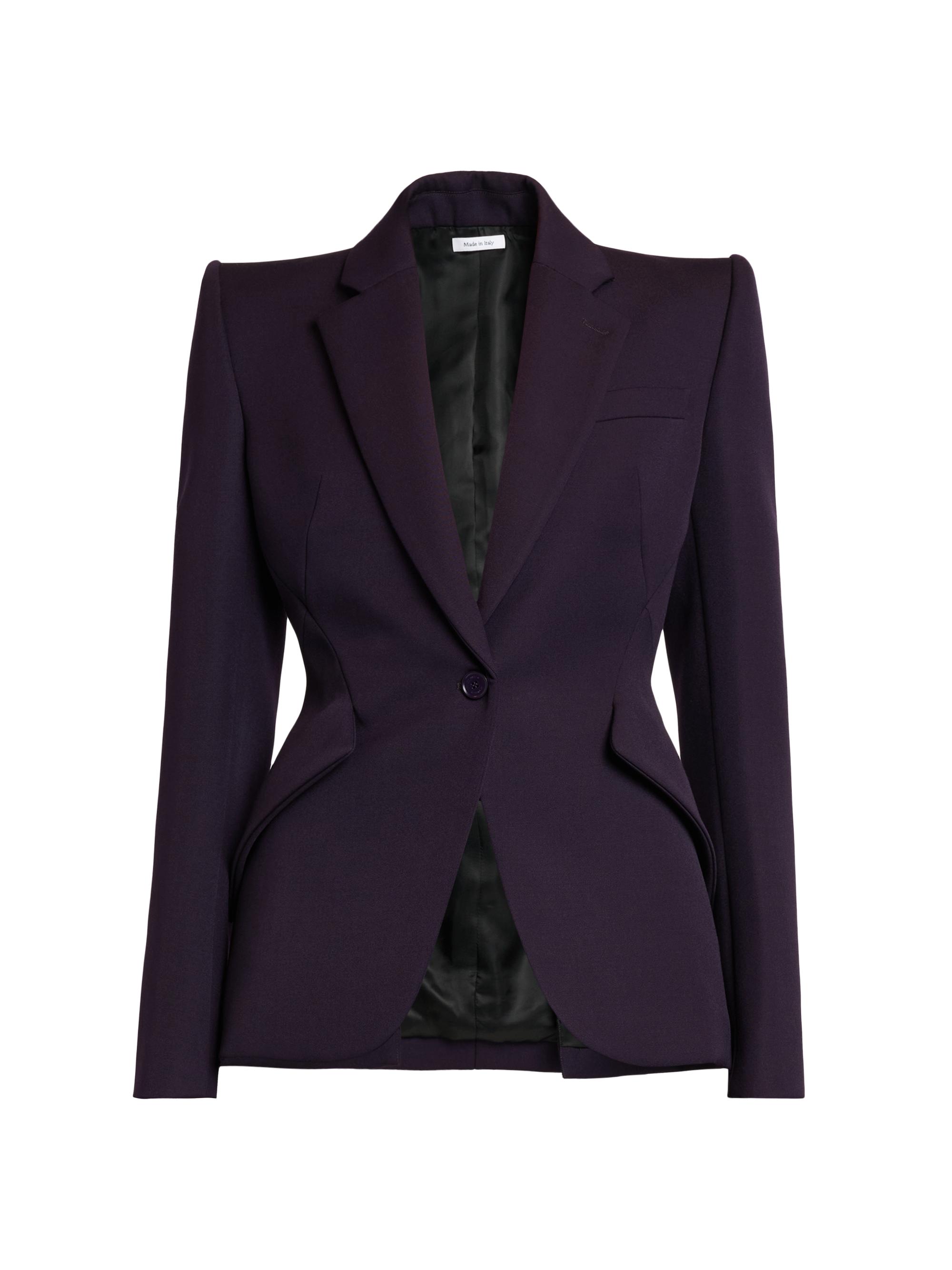 McQueen Women's Grain De Poudre Wool Blazer - Violet