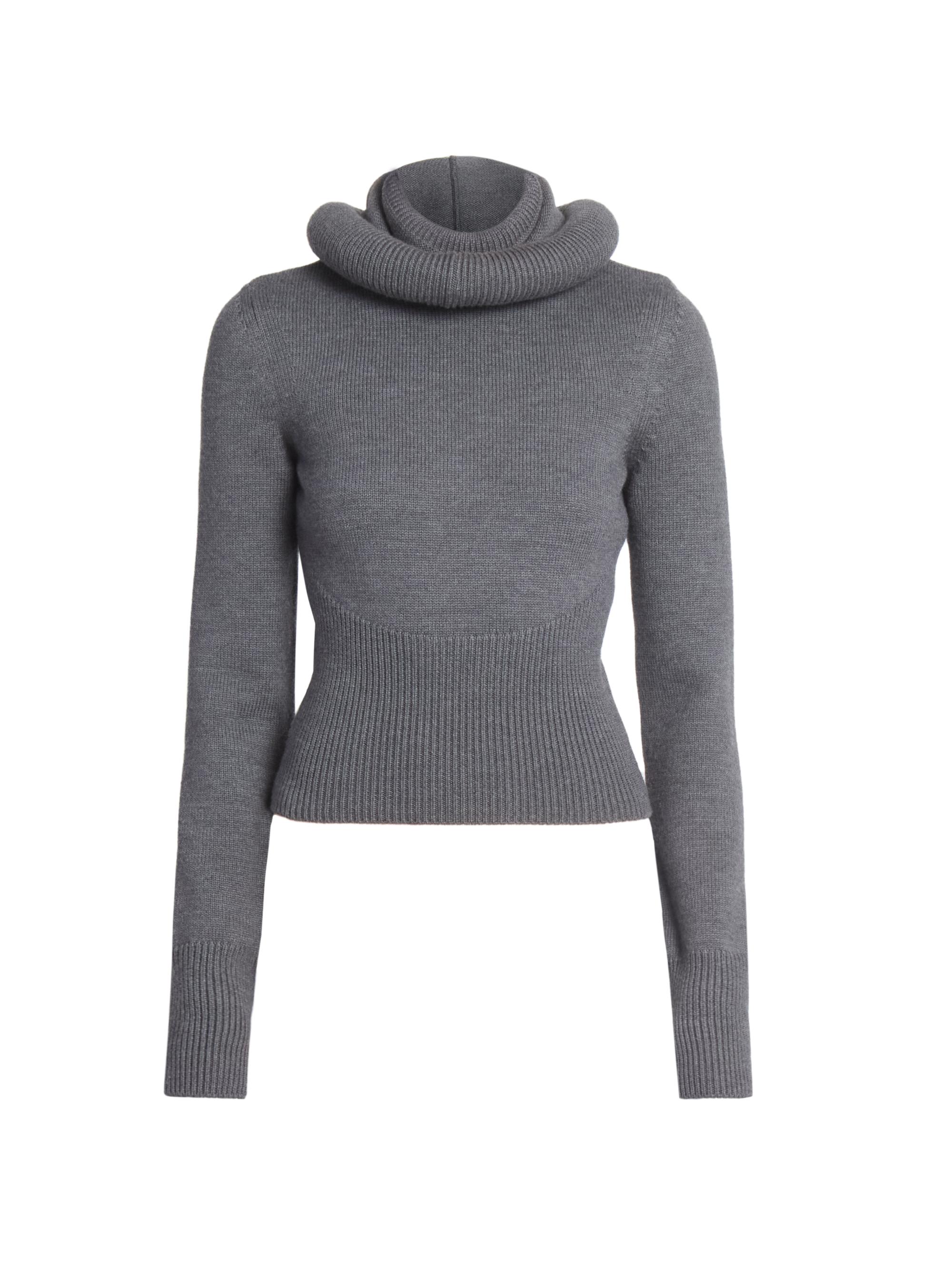 Alaïa Women's Hooded Wool Sweater - Gris Chine
