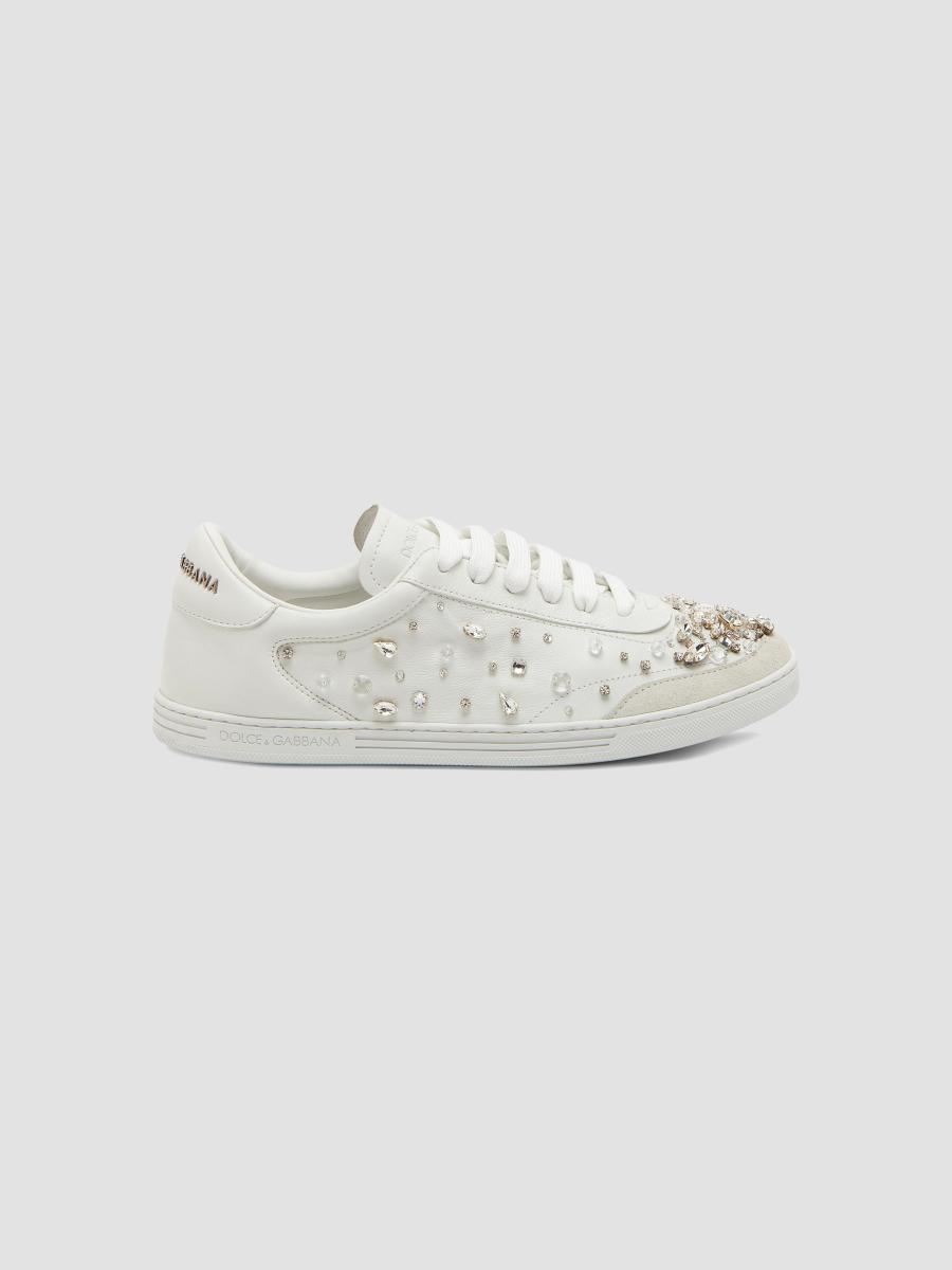 Dolce&Gabbana Crystal-Embellished Leather Low-Top Sneakers | Saks