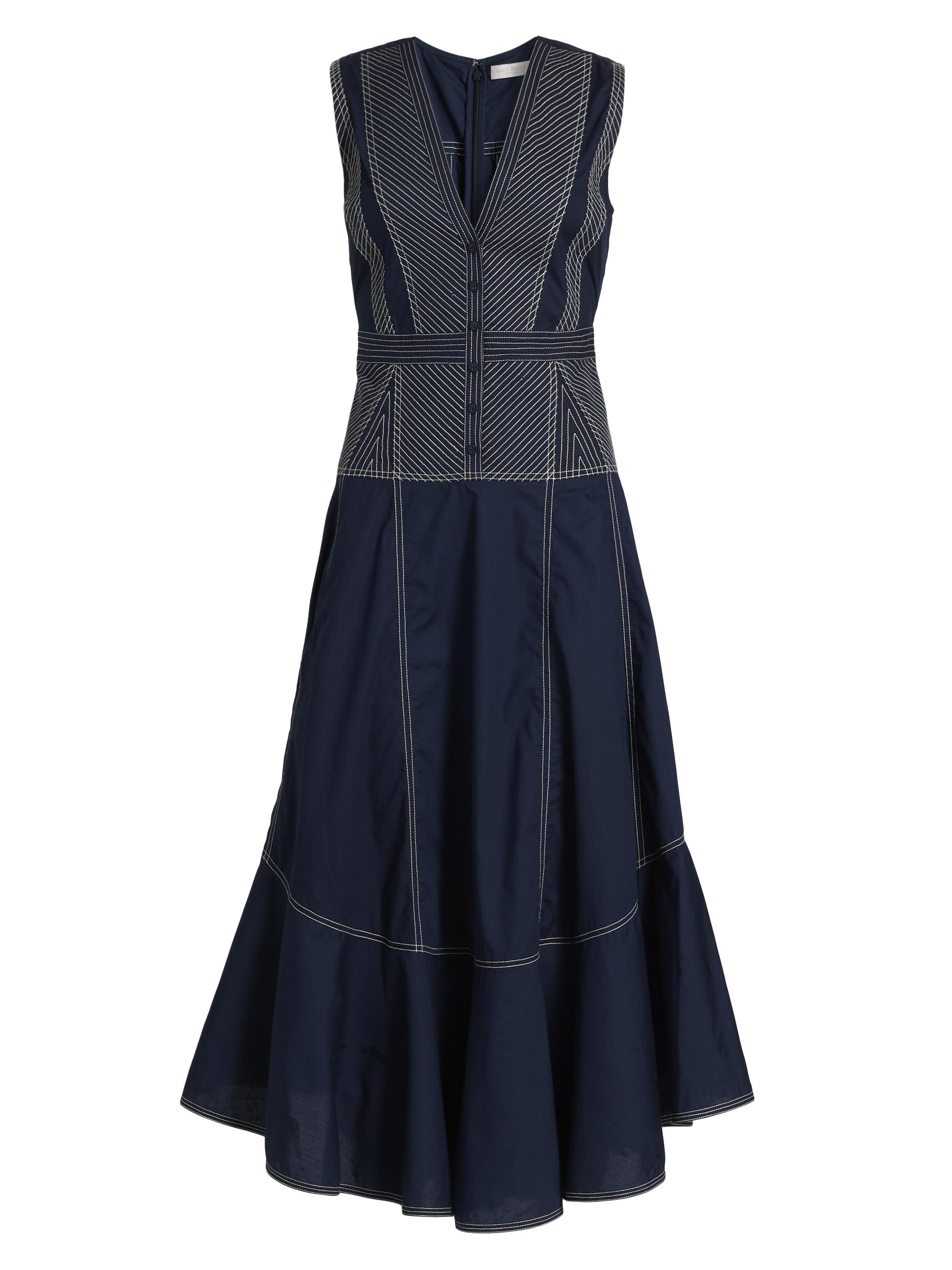 Ramy Brook Women's Grega Striped Cotton Midi-Dress - Navy