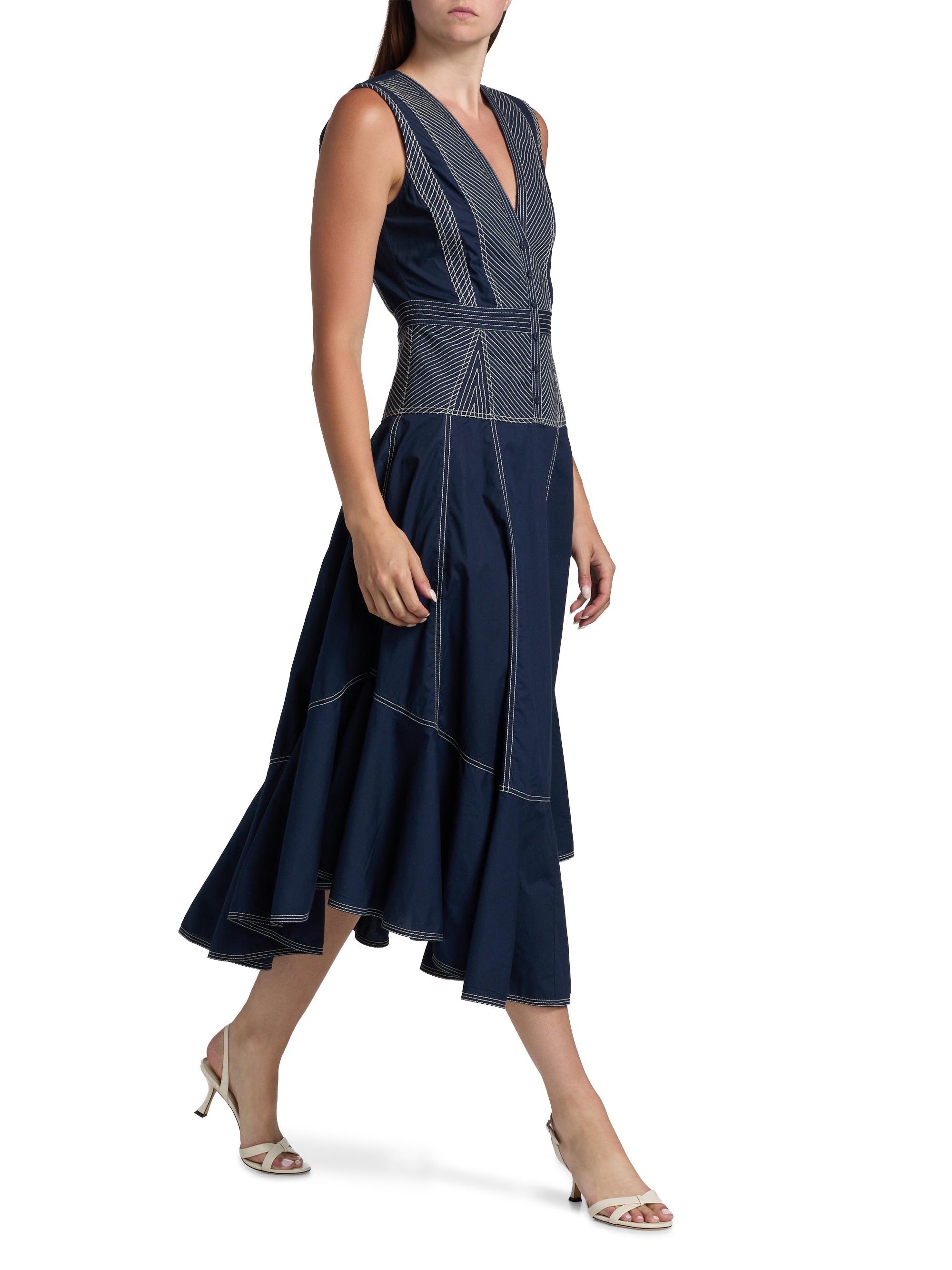 Ramy Brook Grega Striped Cotton Midi-Dress | Saks Fifth Avenue