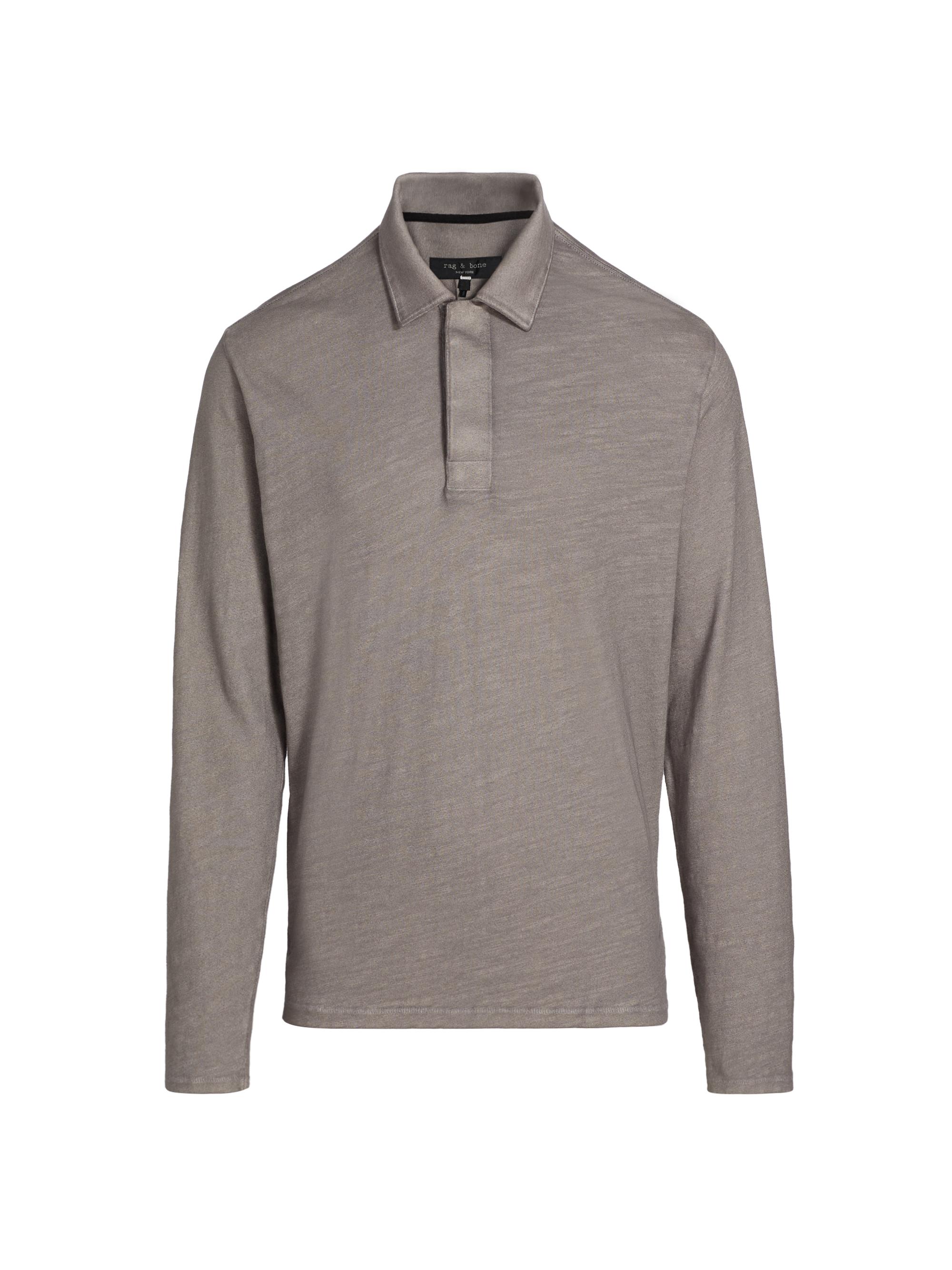 rag & bone Men's Washed Flame Cotton Polo Shirt - Shadow Grey