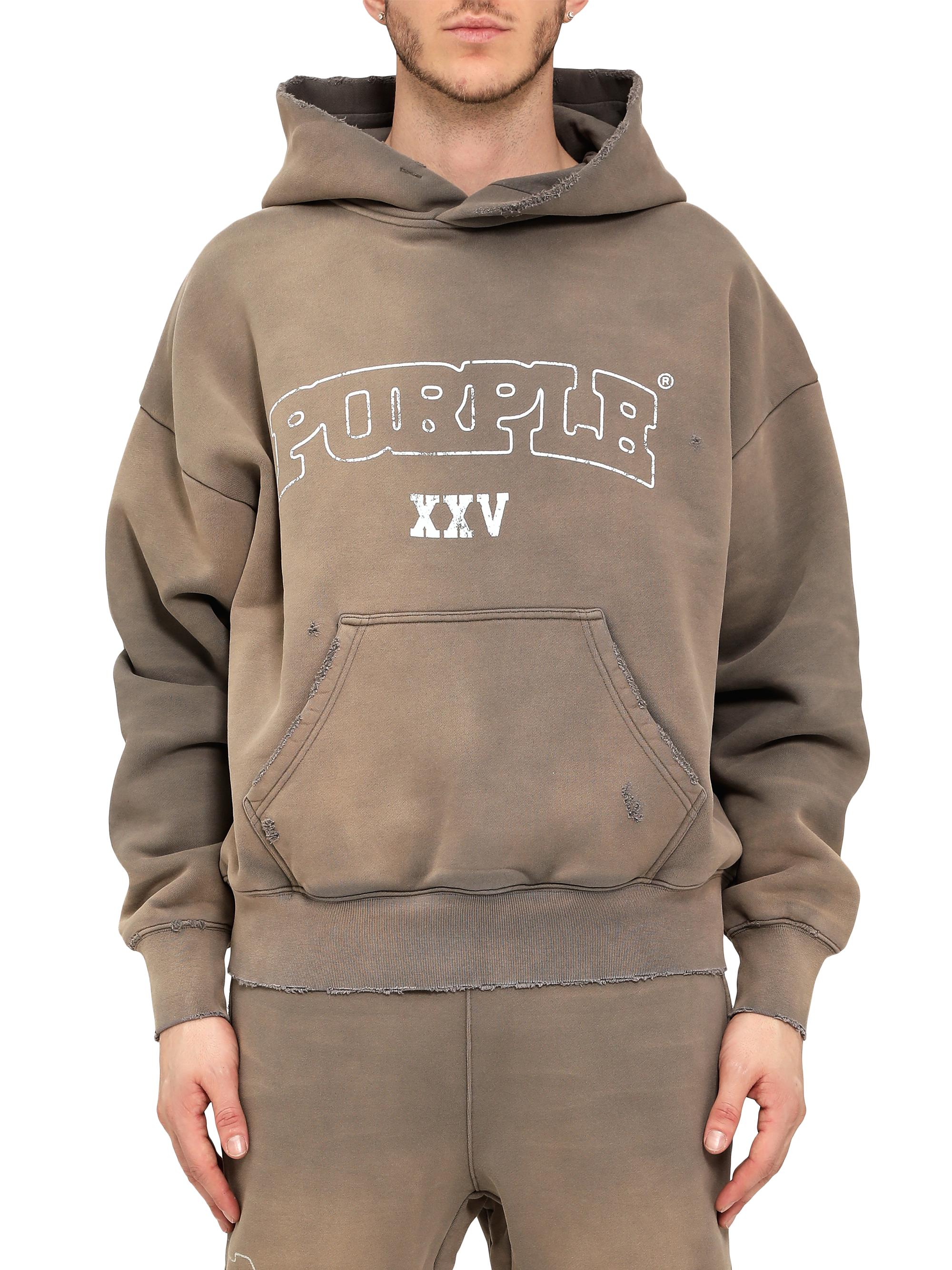 Purple Brand Men's Logo Cotton Hoodie - Grey