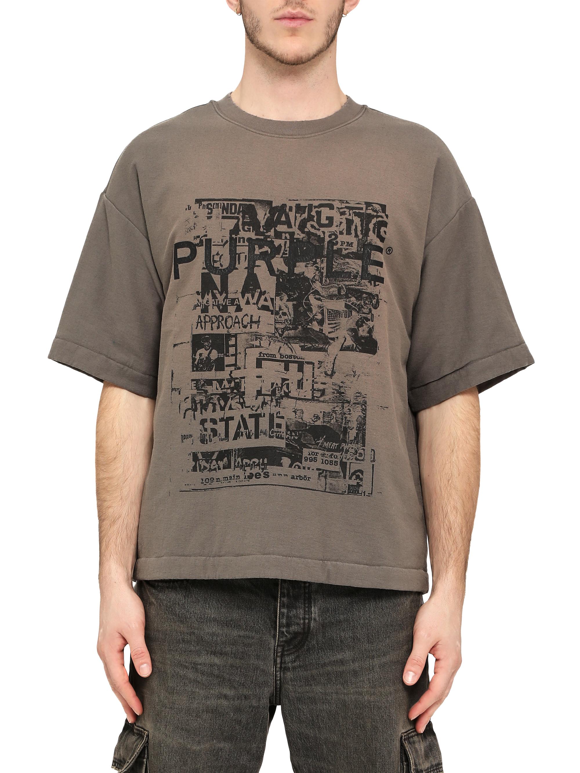 Purple Brand Men's Logo Graphic Cotton Jersey T-Shirt - Grey