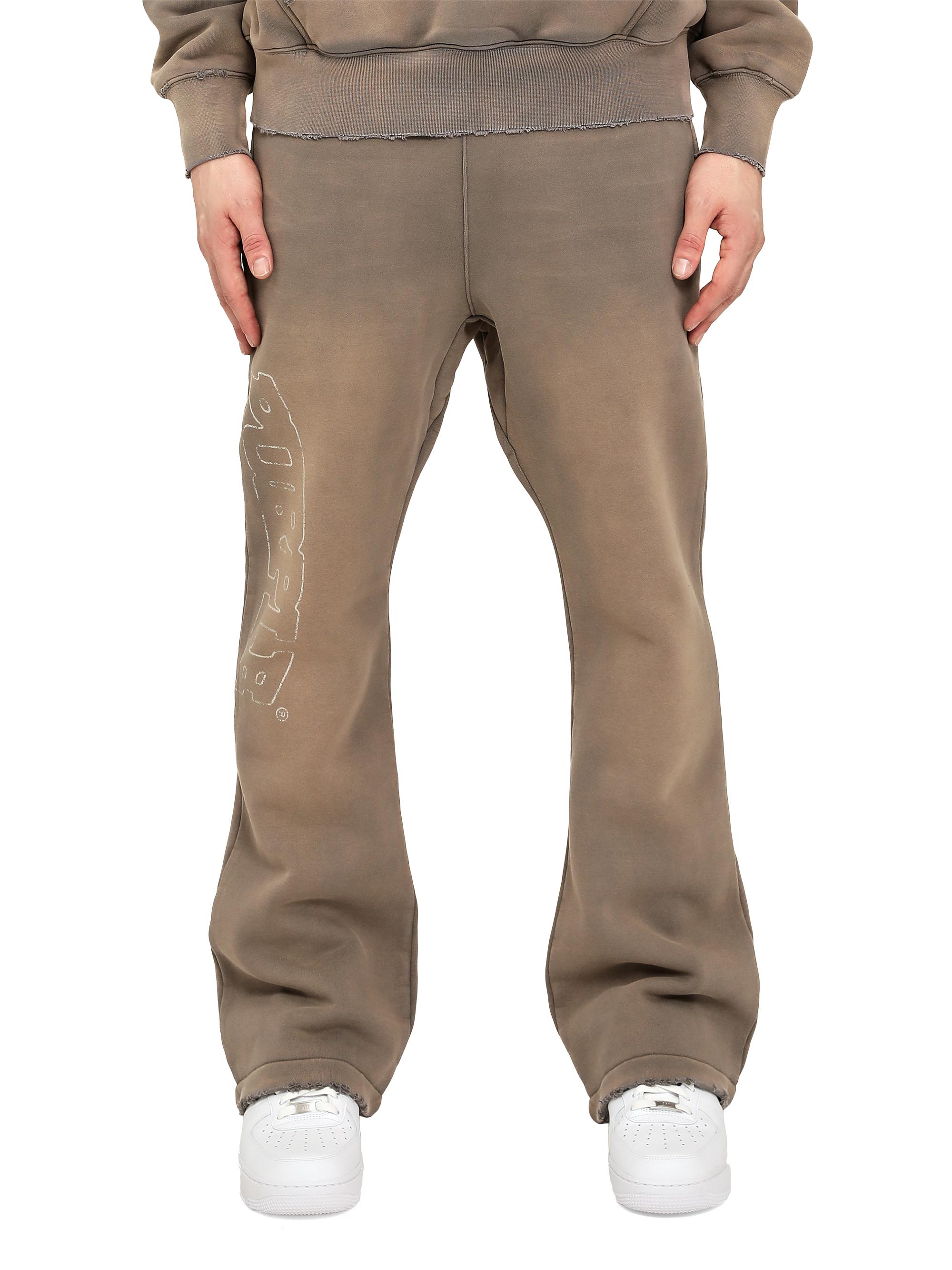 Purple Brand Men's Logo Cotton Fleece Flared Track Pants - Grey