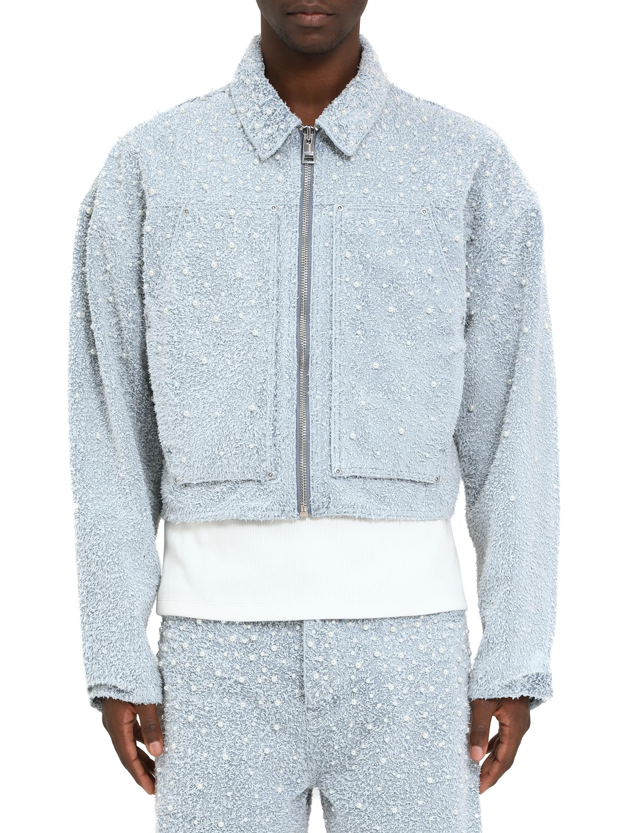 Purple Brand Imitation Pearl-Embellished Cotton-Blend Jacket