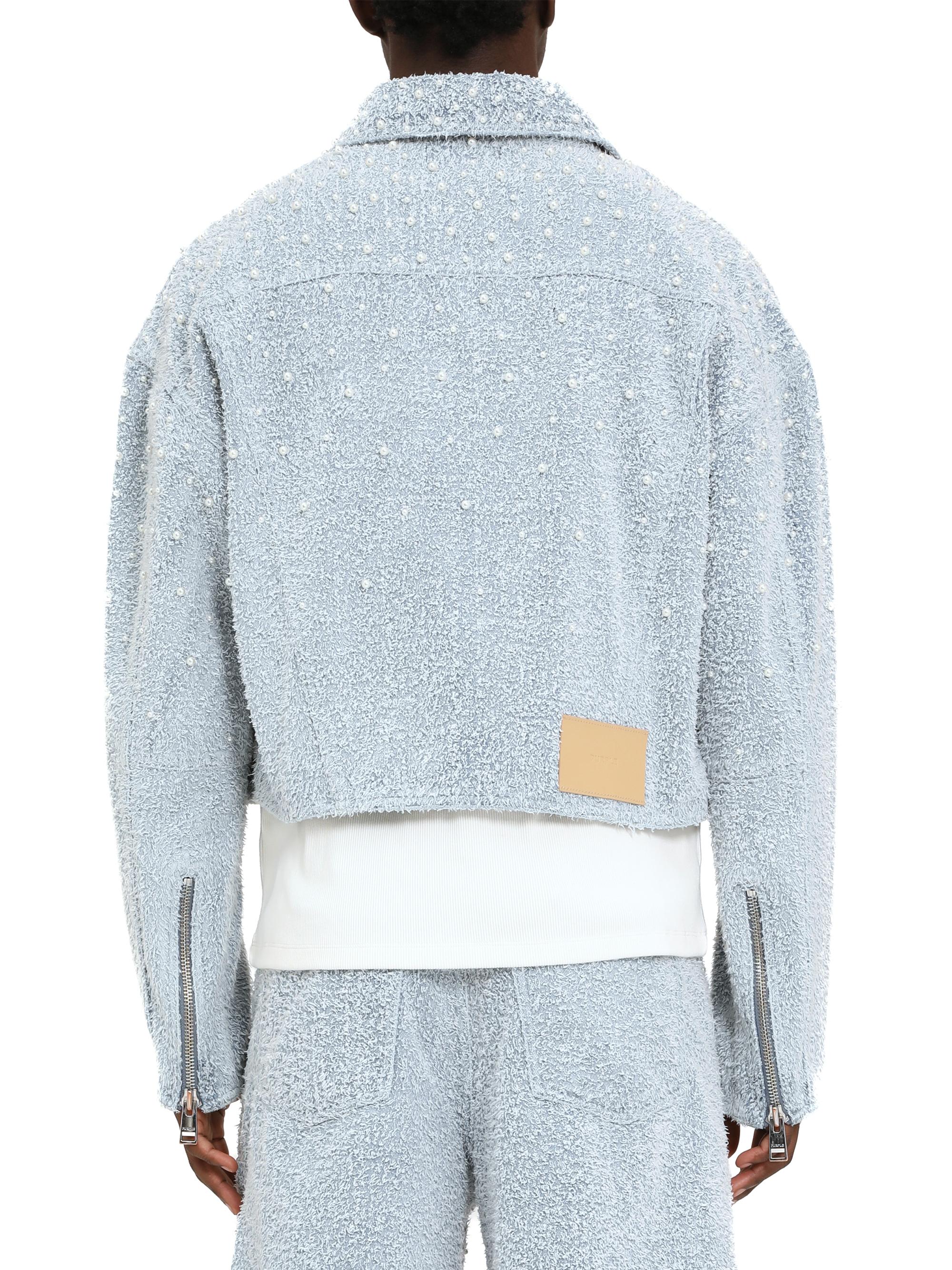 Purple Brand Imitation Pearl-Embellished Cotton-Blend Jacket