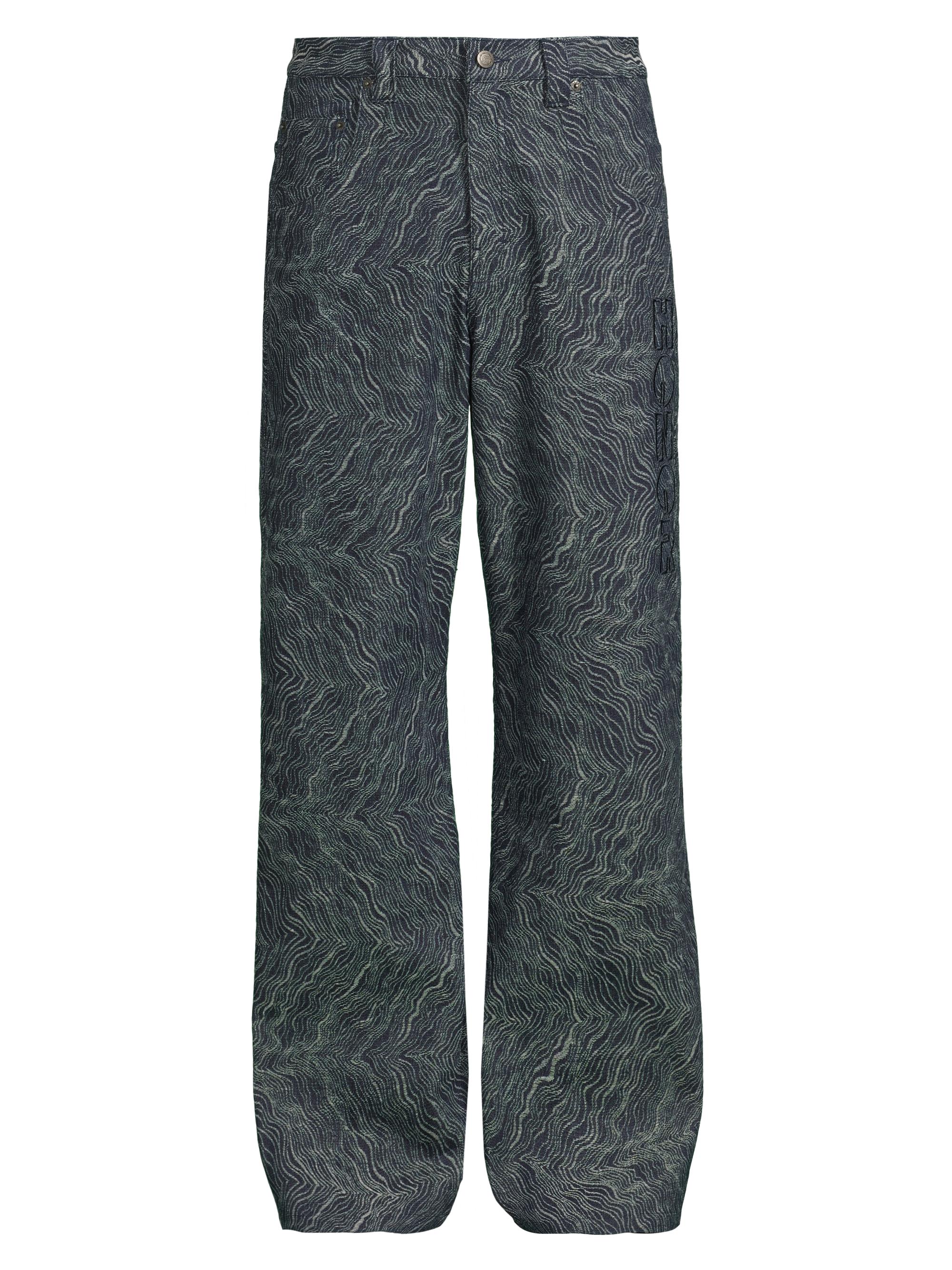 Honor The Gift Men's Wave Print Wide-Leg Jeans - Indigo