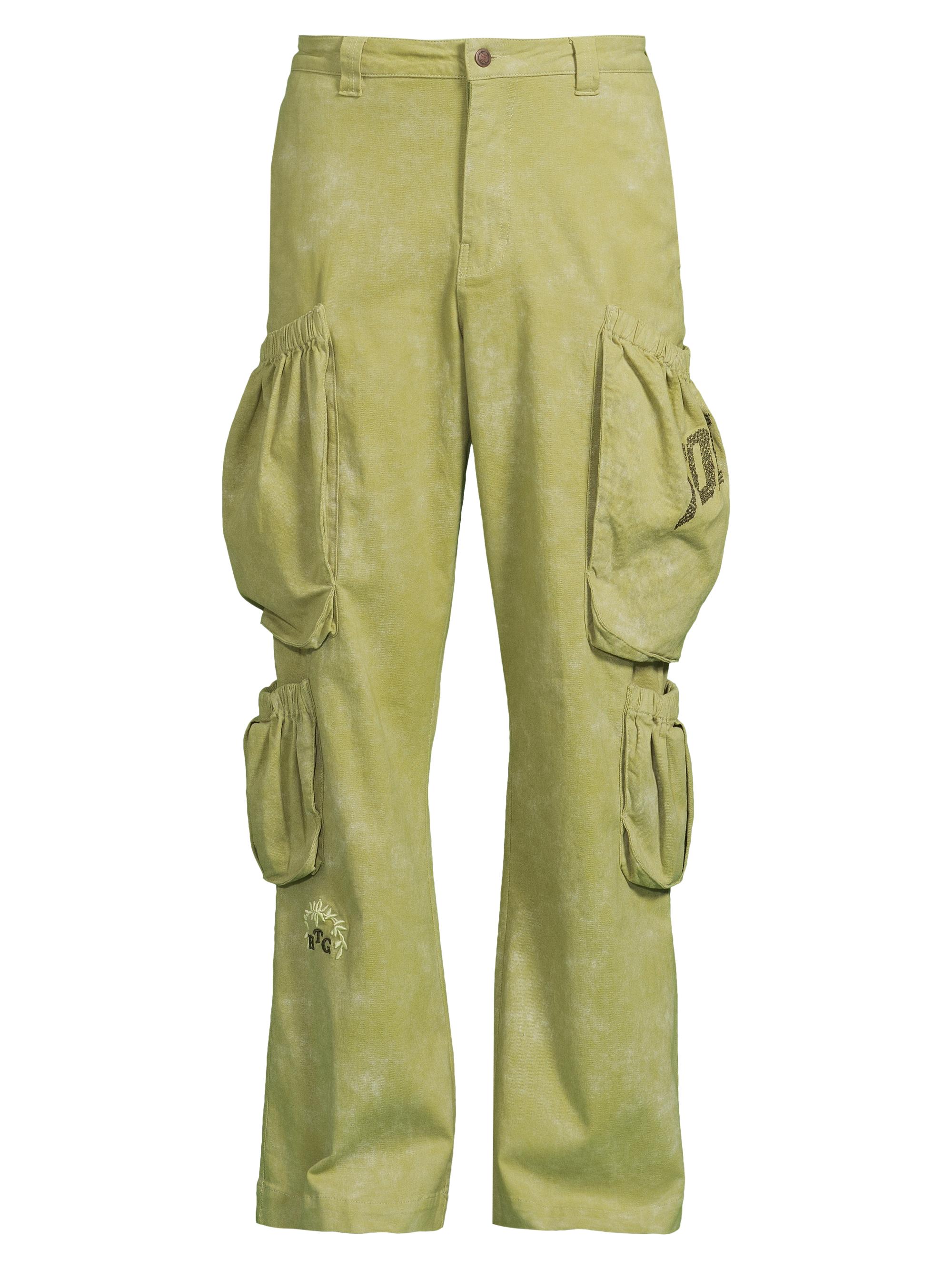 Honor The Gift Men's Stretch-Cotton Twill Wide-Leg Cargo Pants - Green