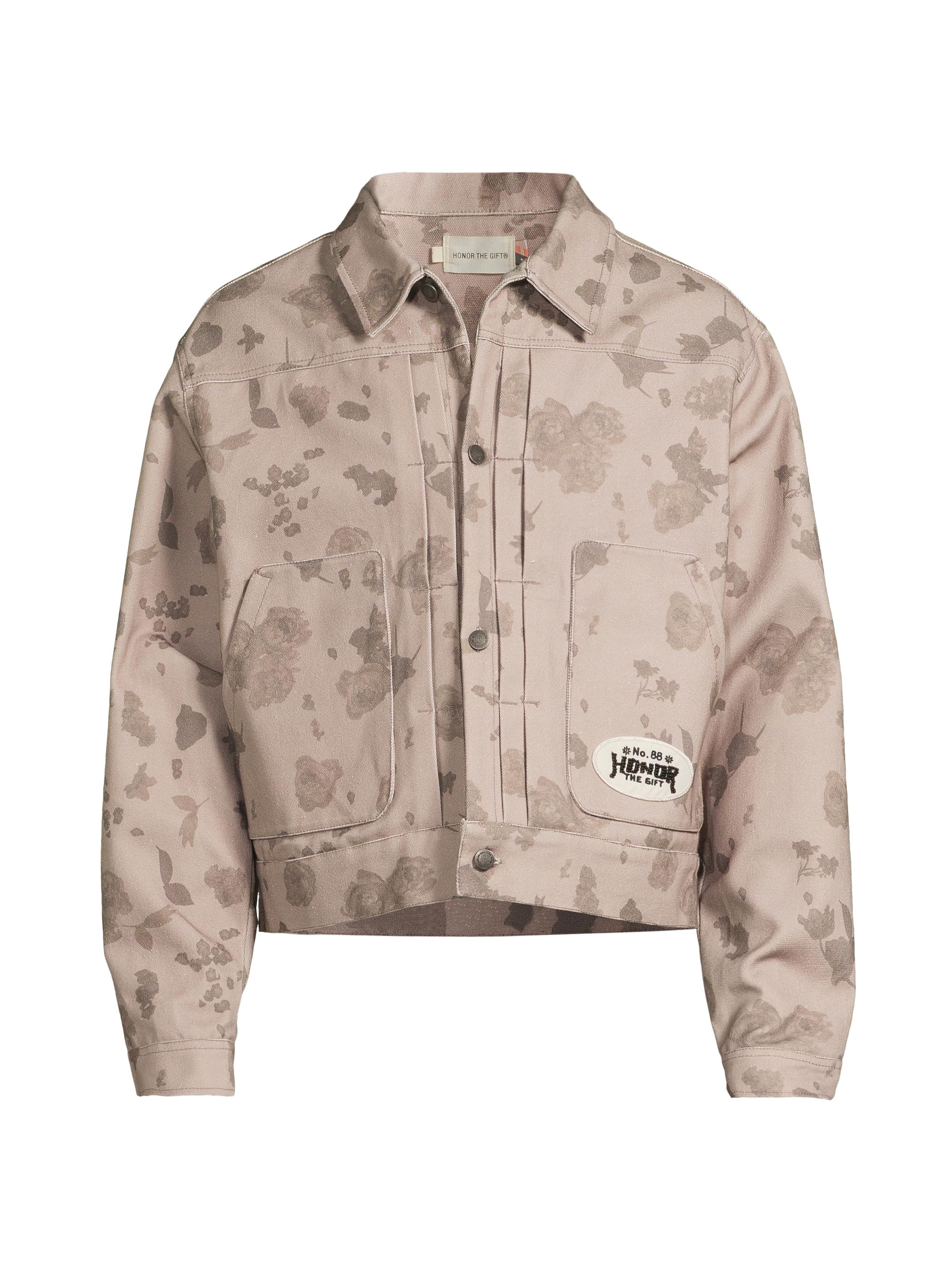 Honor The Gift Men's Floral Denim Jacket - Pebble
