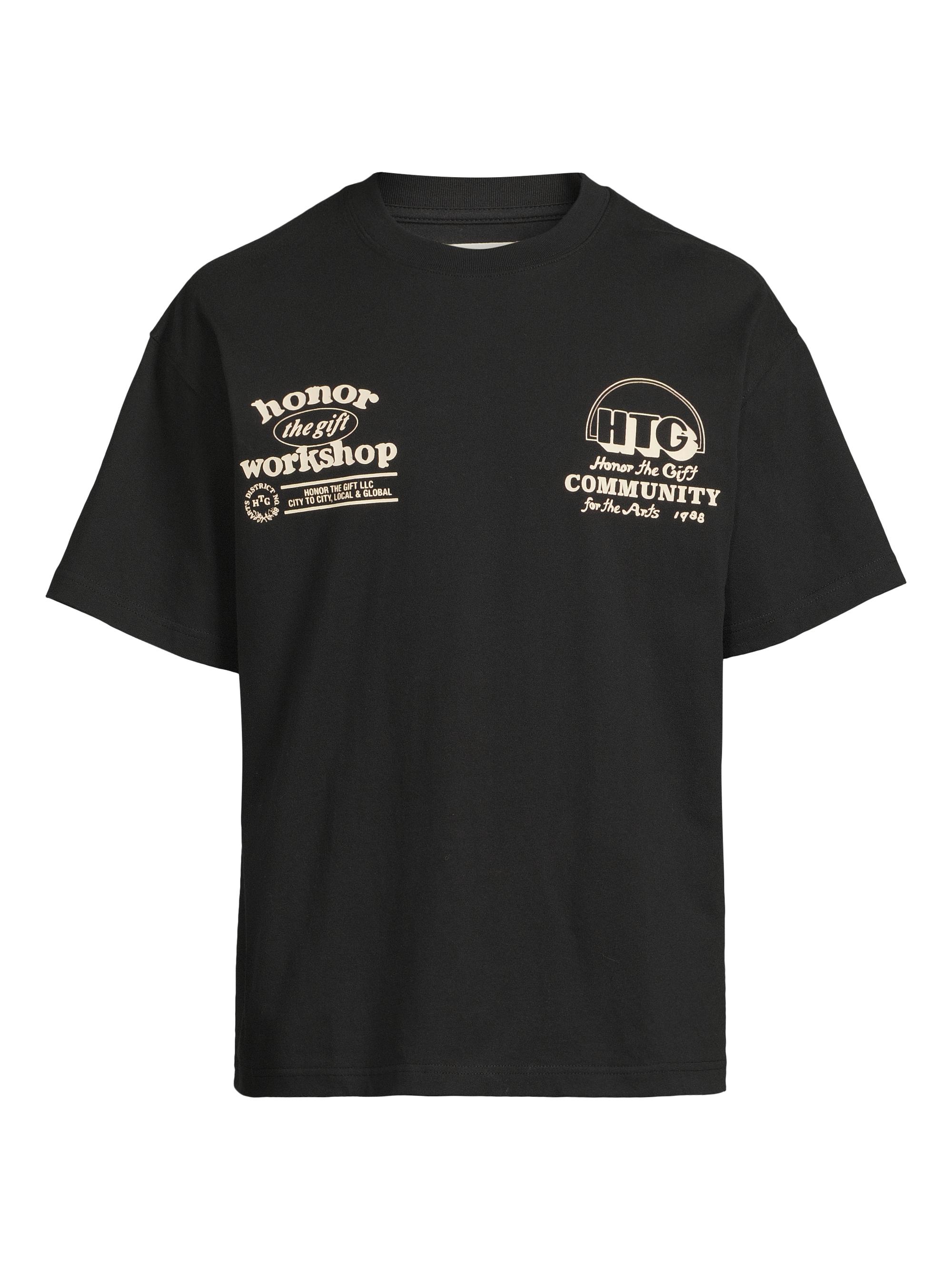 Honor The Gift Men's Workshop Logo Cotton Oversized T-Shirt - Black