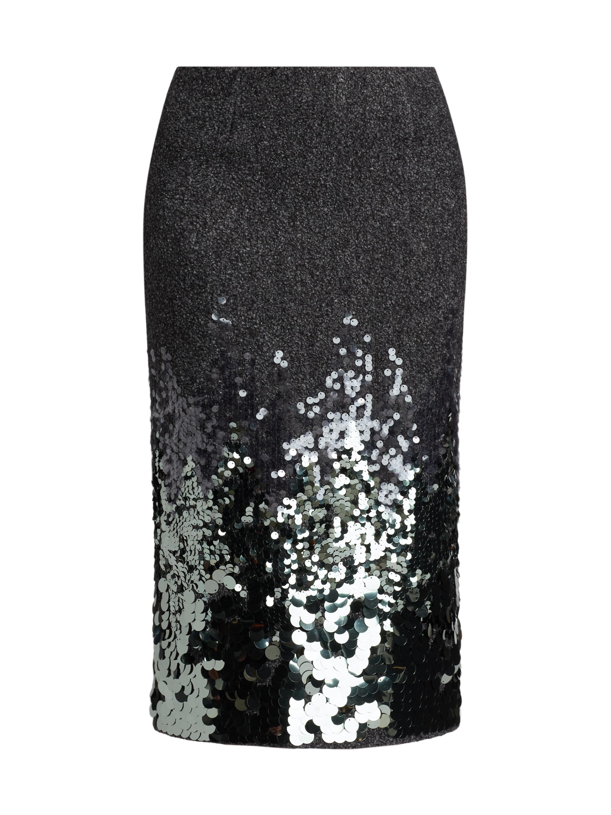Ramy Brook Women's Peter Sequined Wool-Blend Midi-Skirt - Grey Shine