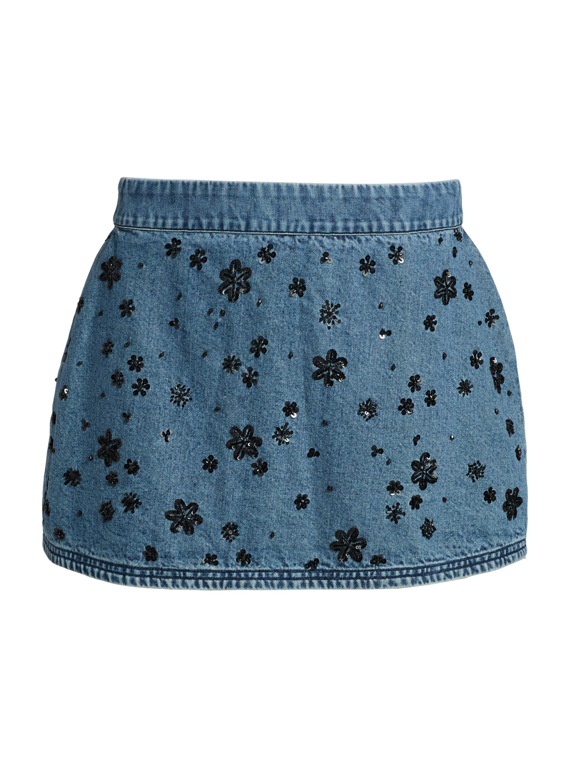 Ramy Brook Women's Sally Sequined Floral Denim Miniskirt - Floral Bead Denim