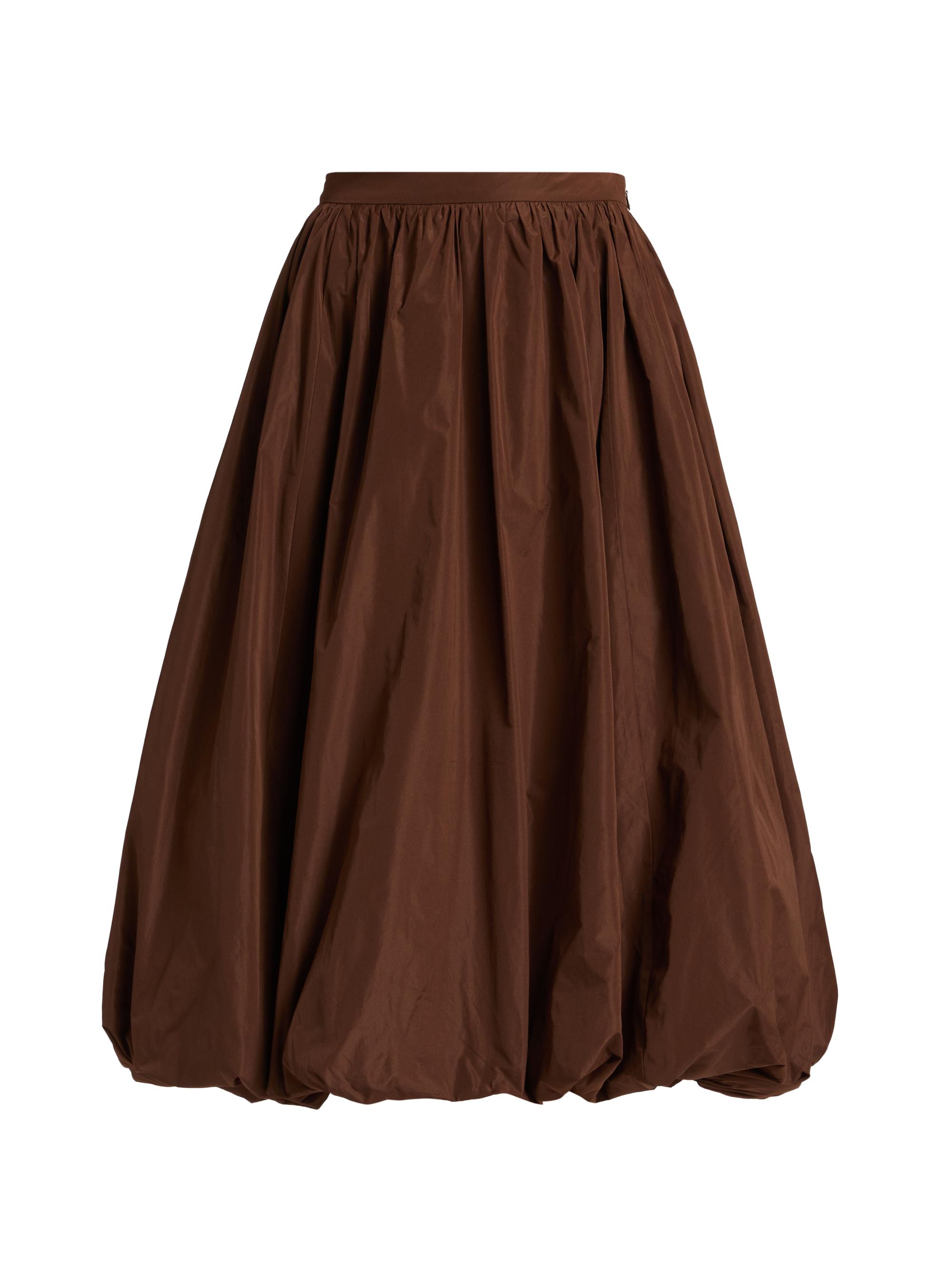 Cinq à Sept Women's Cellah Taffeta Bubble-Hem Midi-Skirt - Dark Sepia