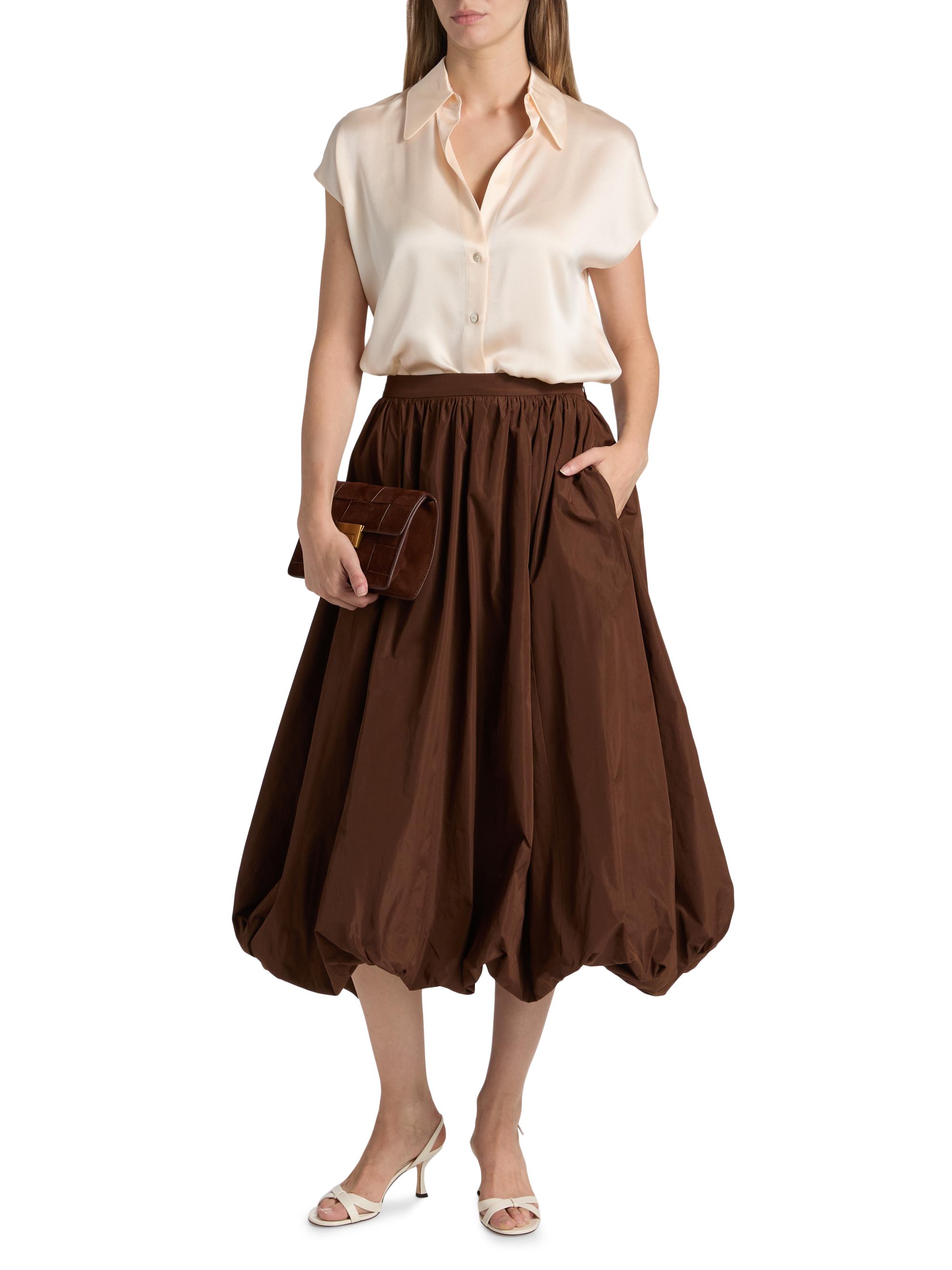 Cinq à Sept Cellah Taffeta Bubble-Hem Midi-Skirt | Saks Fifth Avenue
