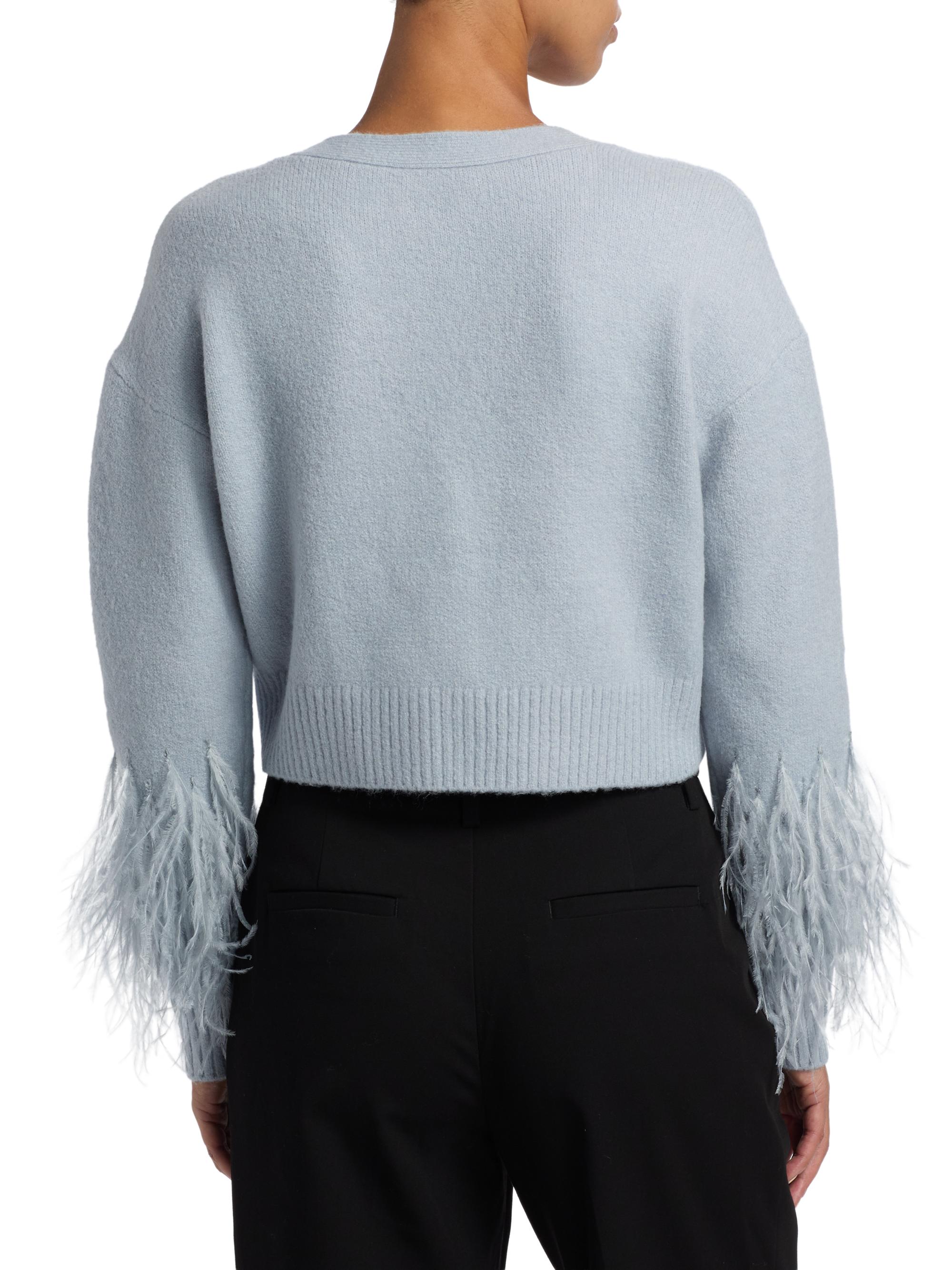 Cinq à Sept Bria Feather V-Neck Cardigan | Saks Fifth Avenue