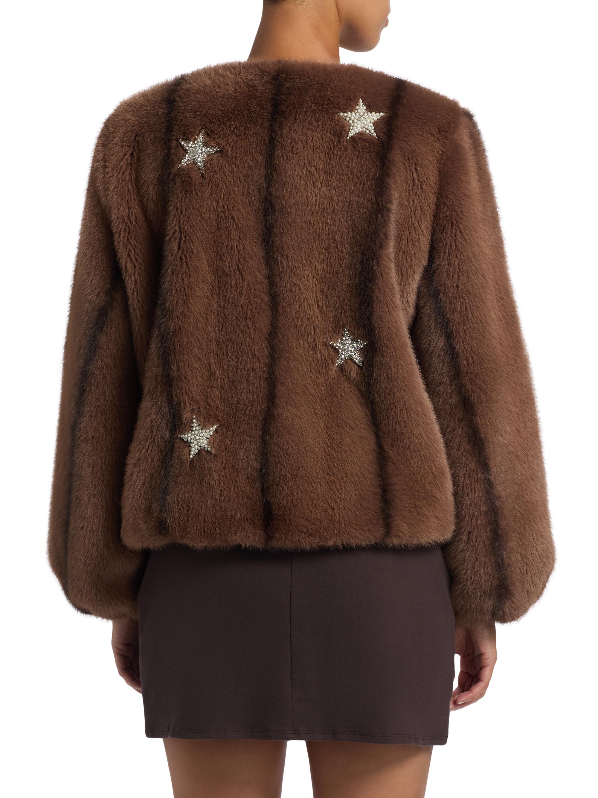 Cinq à Sept Benson Embellished Faux-Mink Coat | Saks Fifth