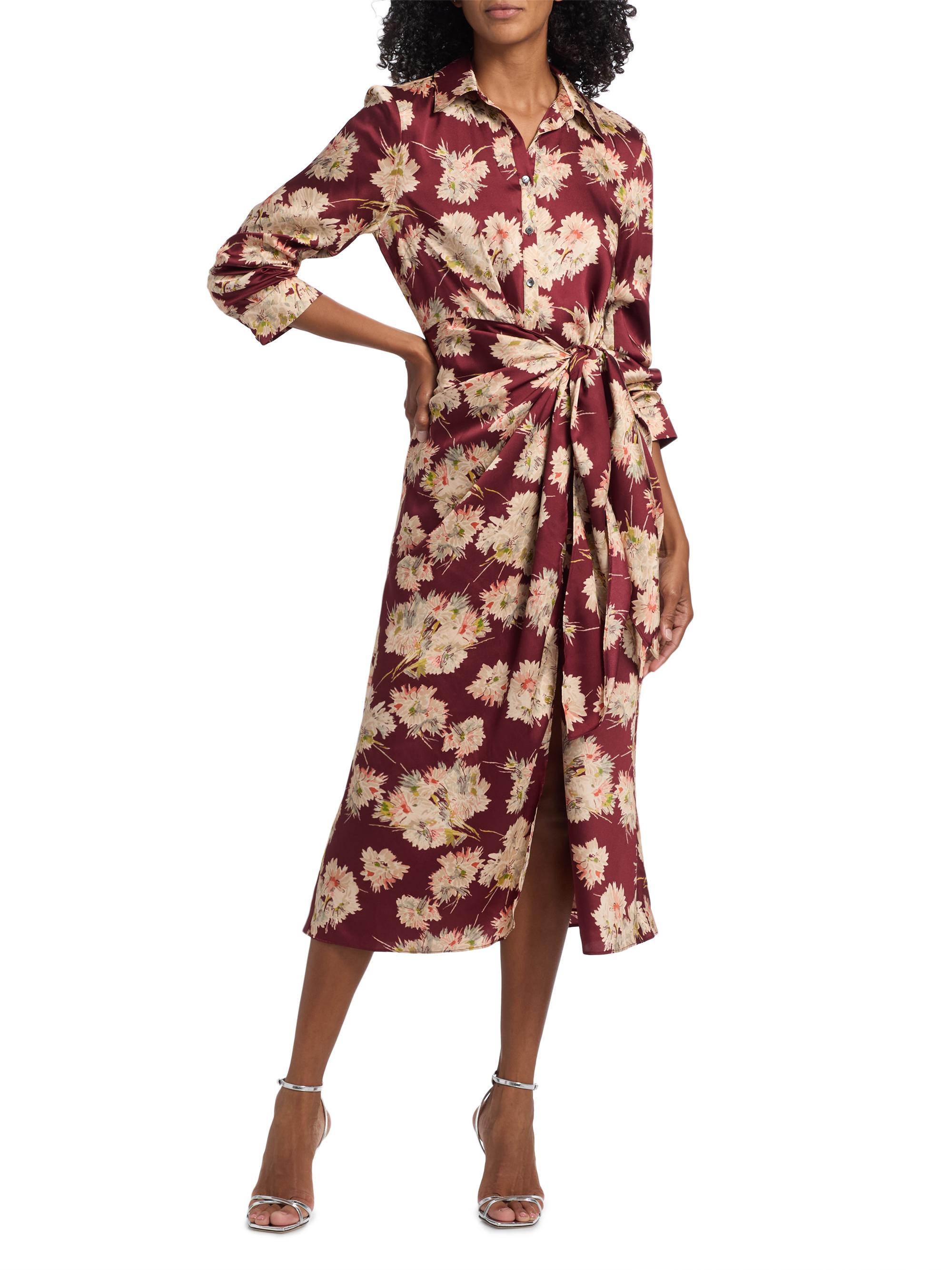 long maxi dresses party wear Elegant A Line Sequin Floral Embroidered Slit Long Party Dress, Pink / S