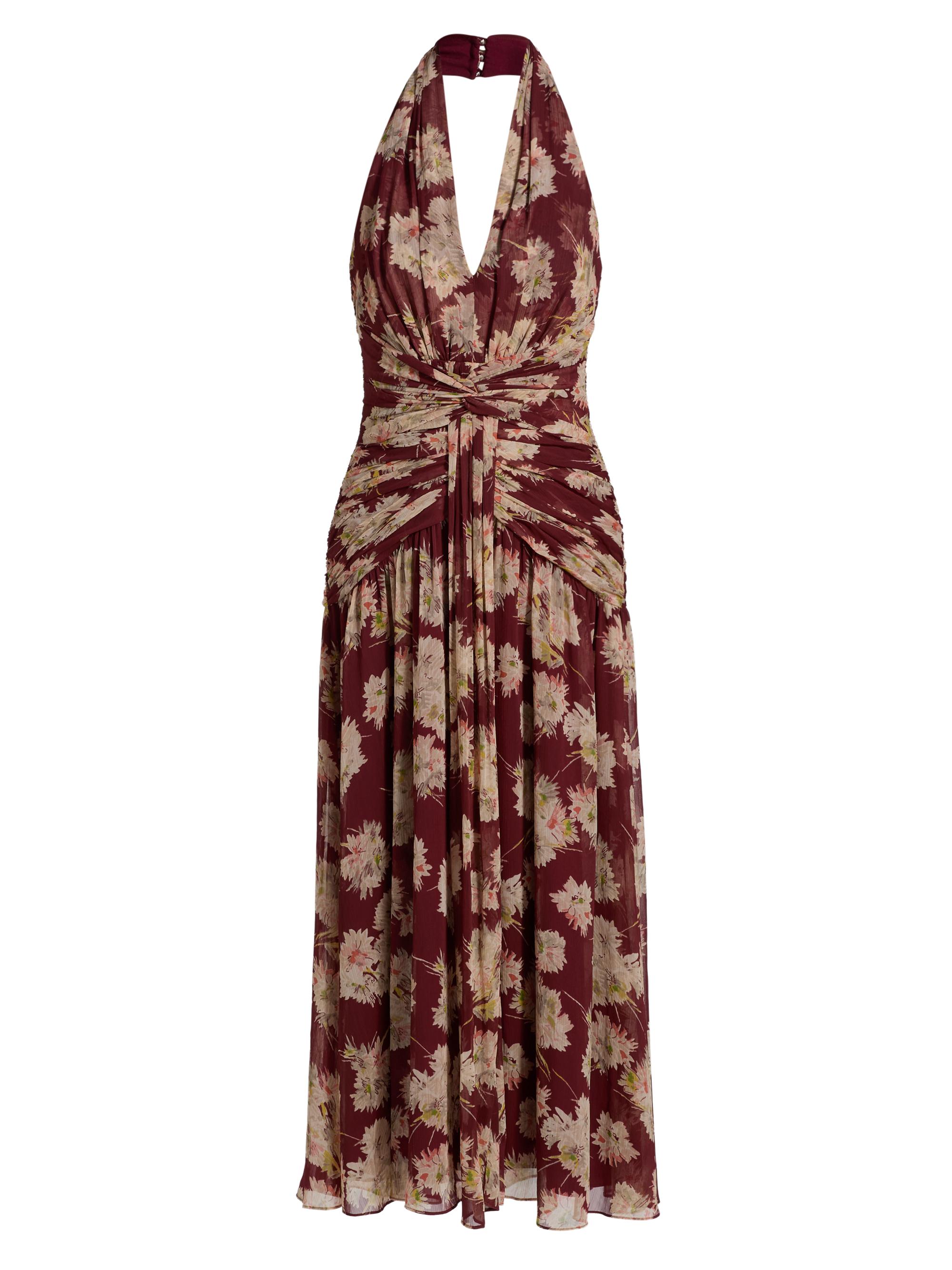 Cinq à Sept Women's Mae Bouquet Jelica Floral Halterneck Midi-Dress - Wineberry