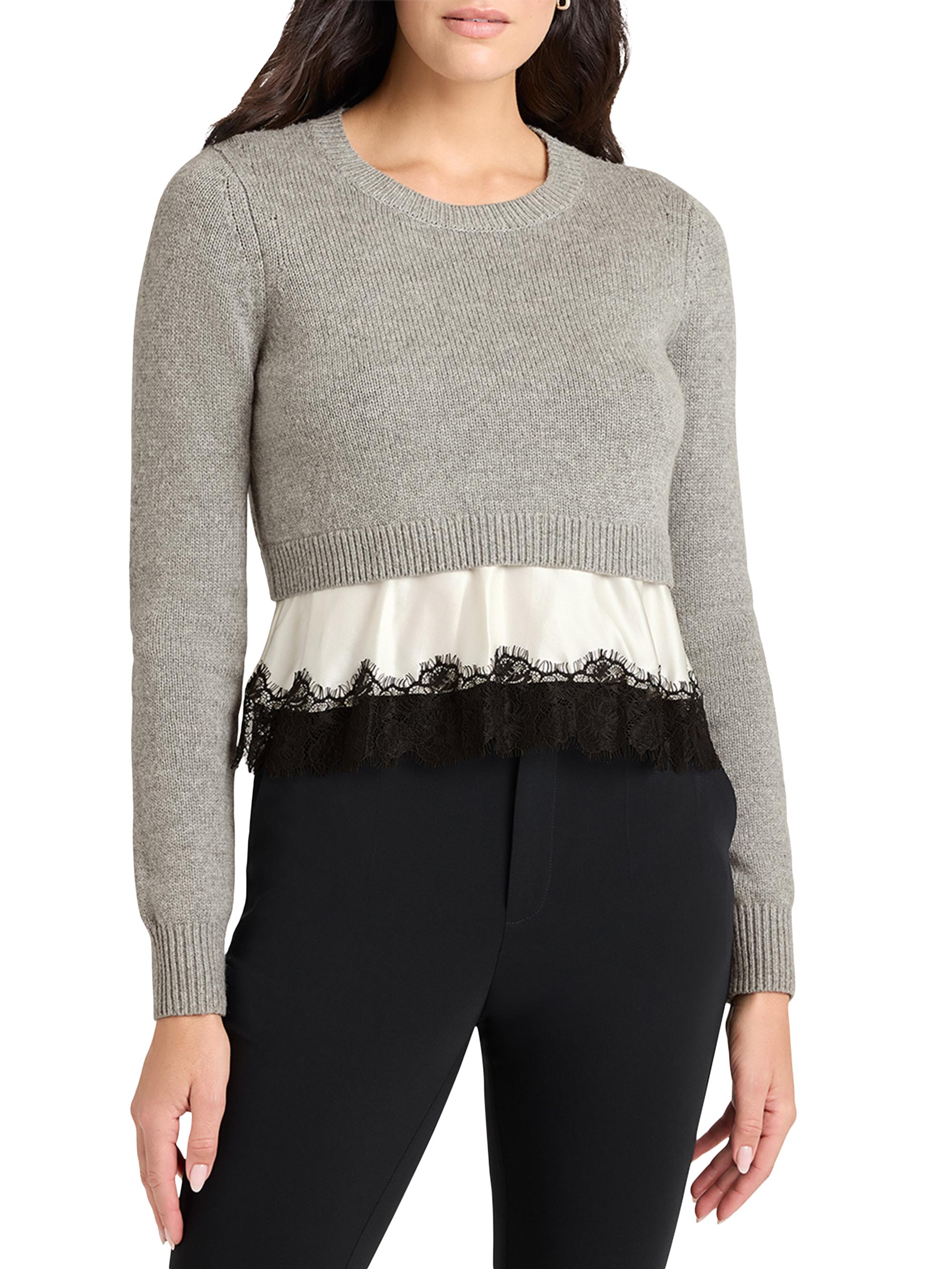 Cinq à Sept Zyla Lace-Trimmed Sweater | Saks Fifth Avenue