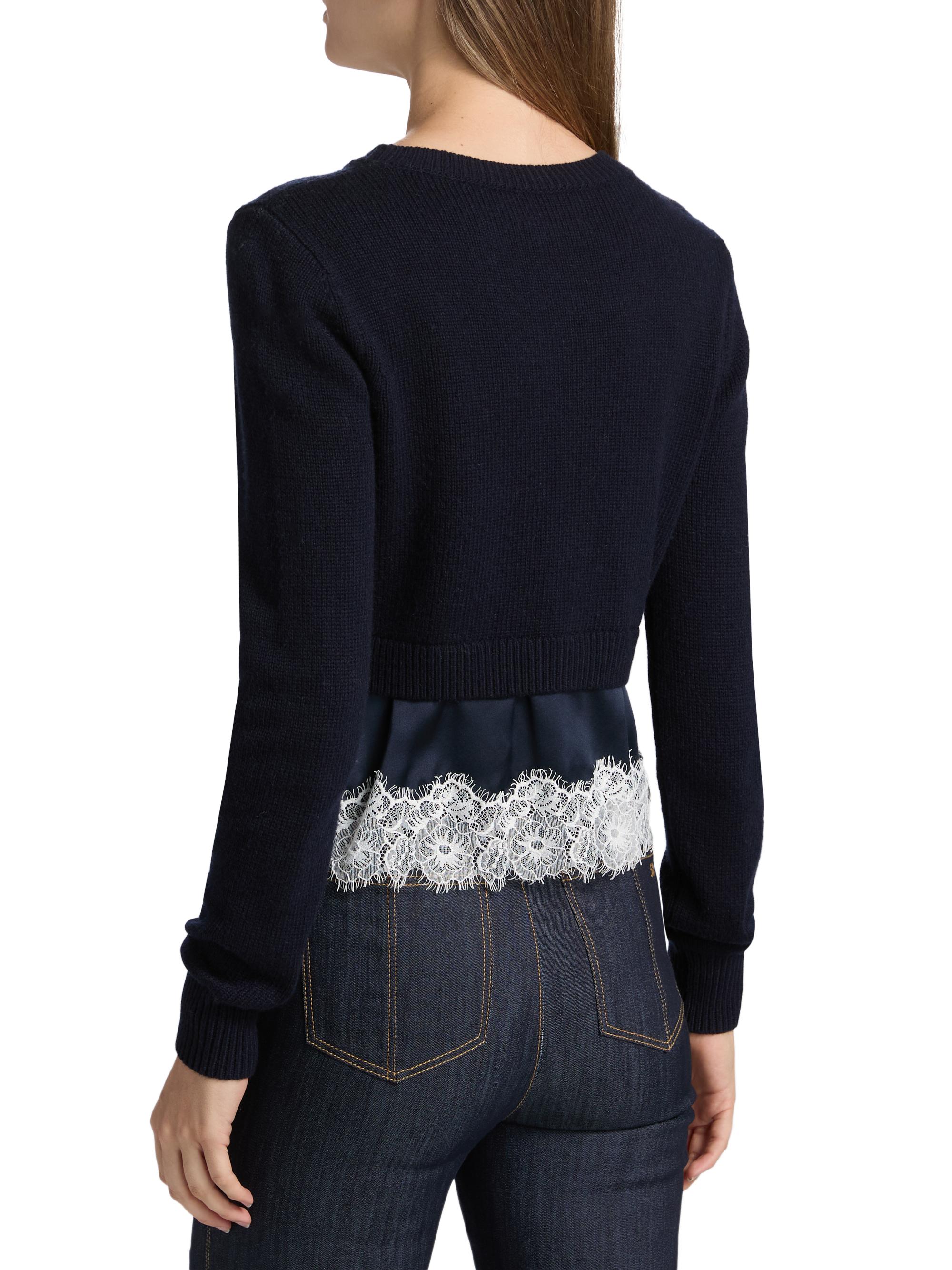 Cinq à Sept Zyla Lace-Trimmed Sweater | Saks Fifth Avenue