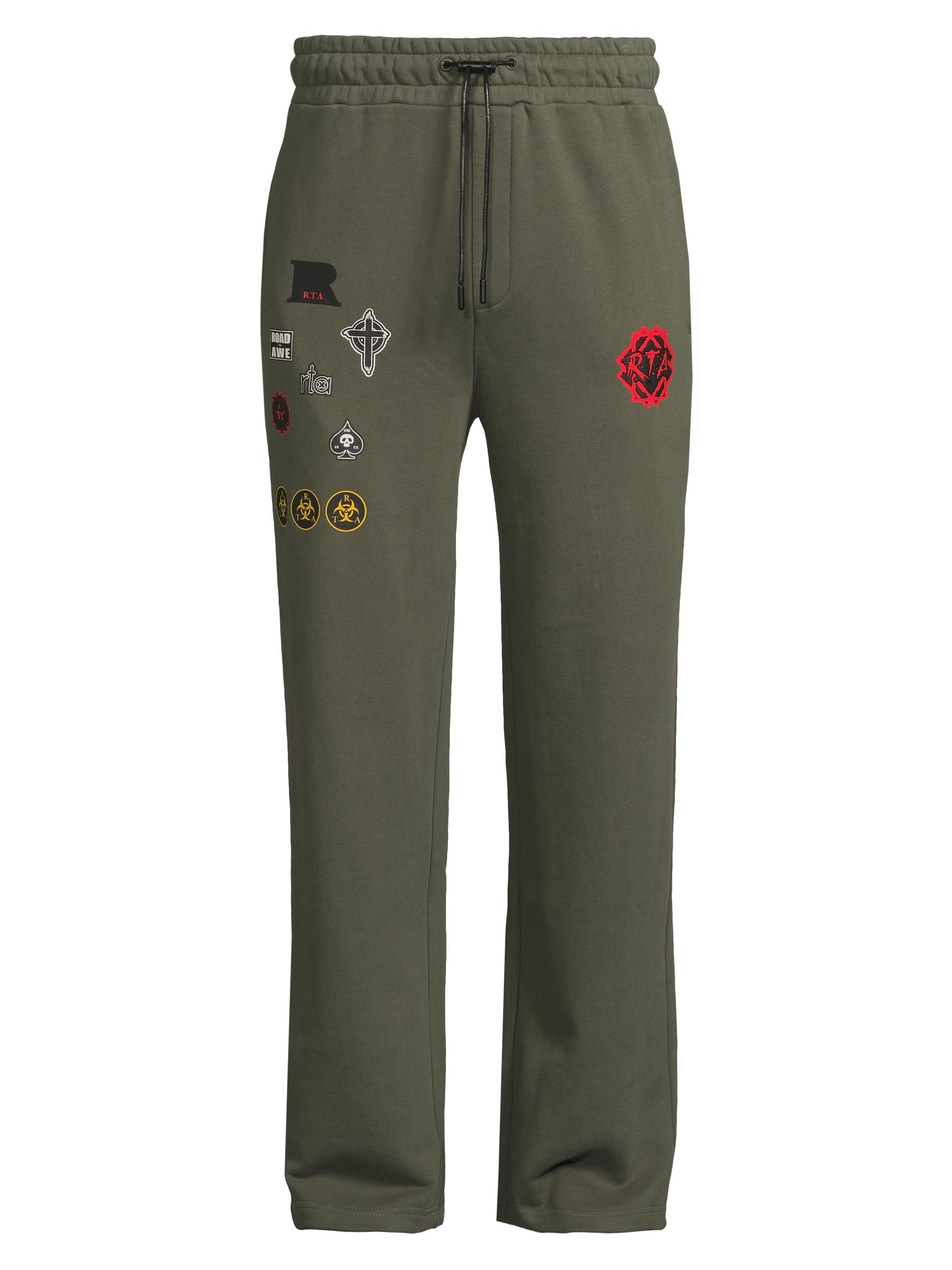 RTA Men's Lost Frequencies Cameron Military Patch Sweatpants - Olive Military Patch