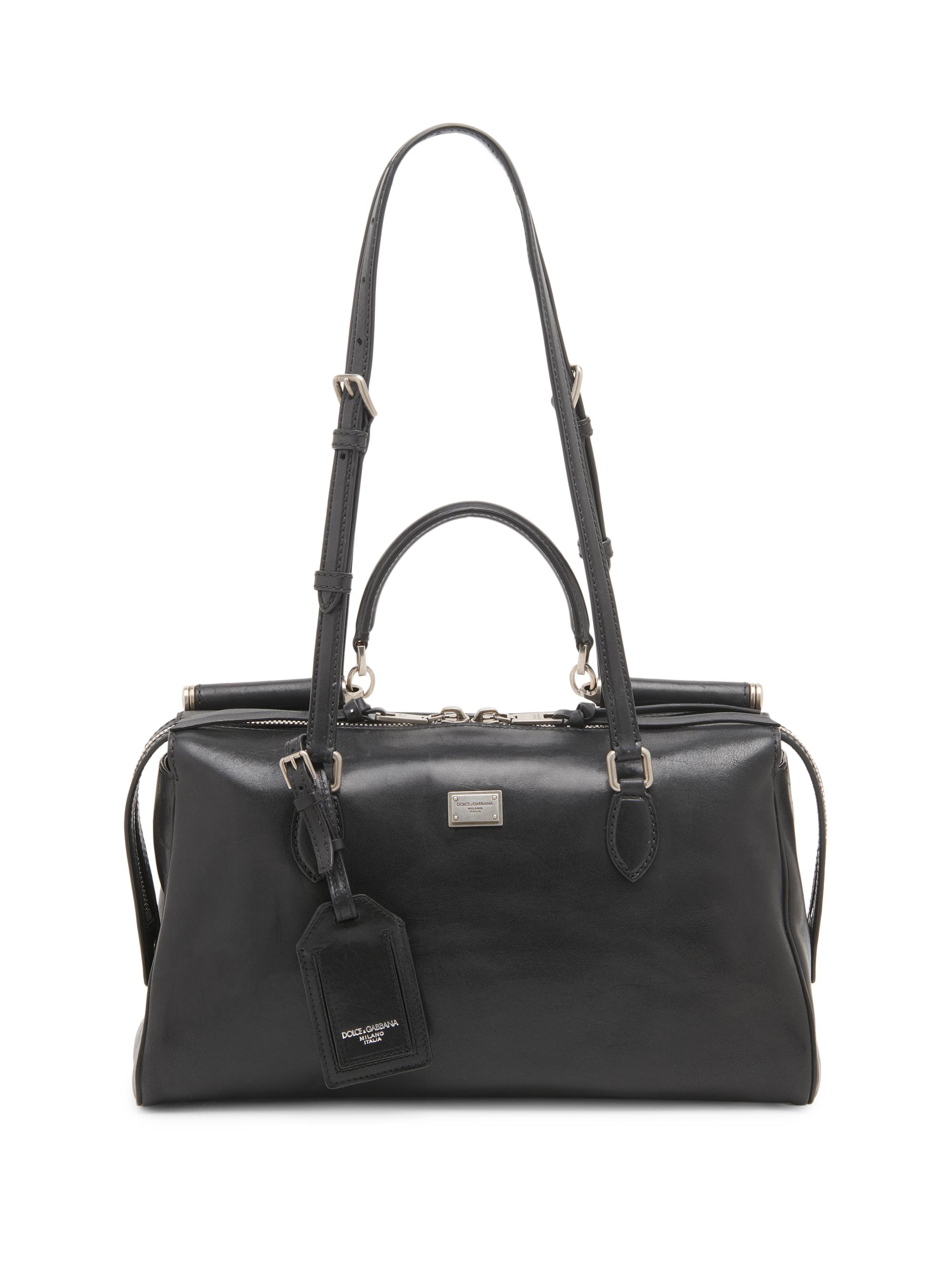 Dolce & Gabbana Women's  Vittoria Rumble Leather Shoulder Bag - Nero