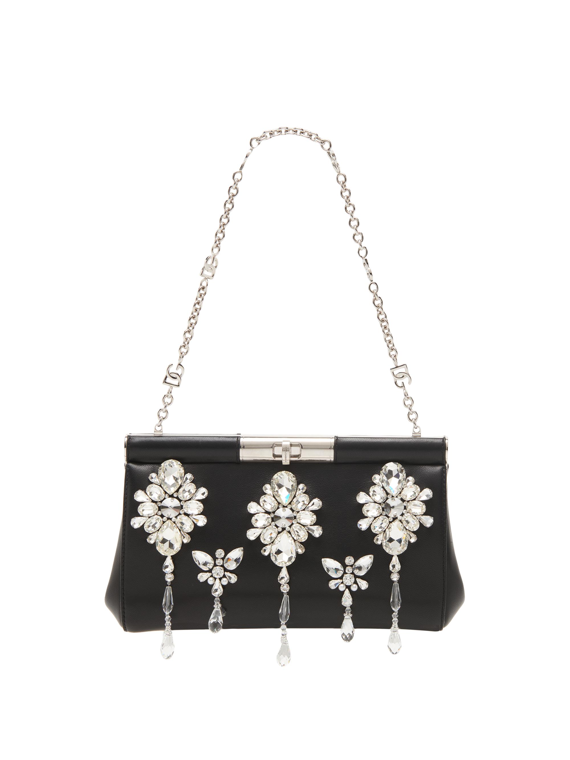 Dolce & Gabbana Women's Marlene Crystal-Embellished Leather Shoulder Bag - Nero