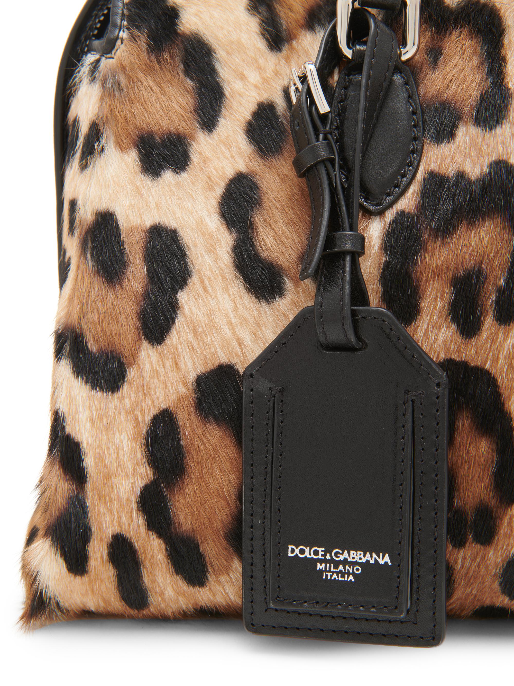 Dolce&Gabbana Small Vittoria Leopard-Print Calf Hair Rumble