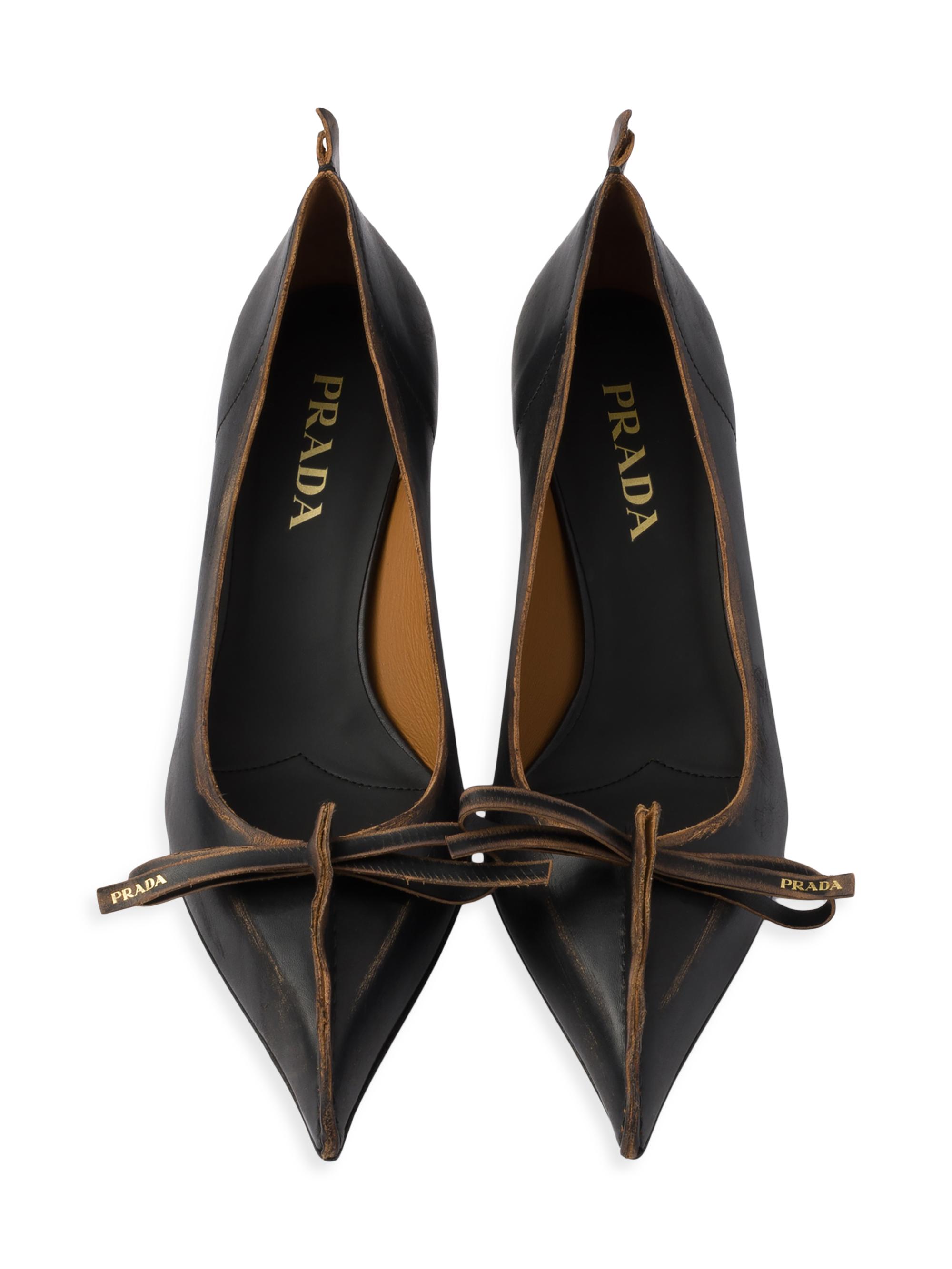Prada Antiqued Leather Pumps | Saks Fifth Avenue