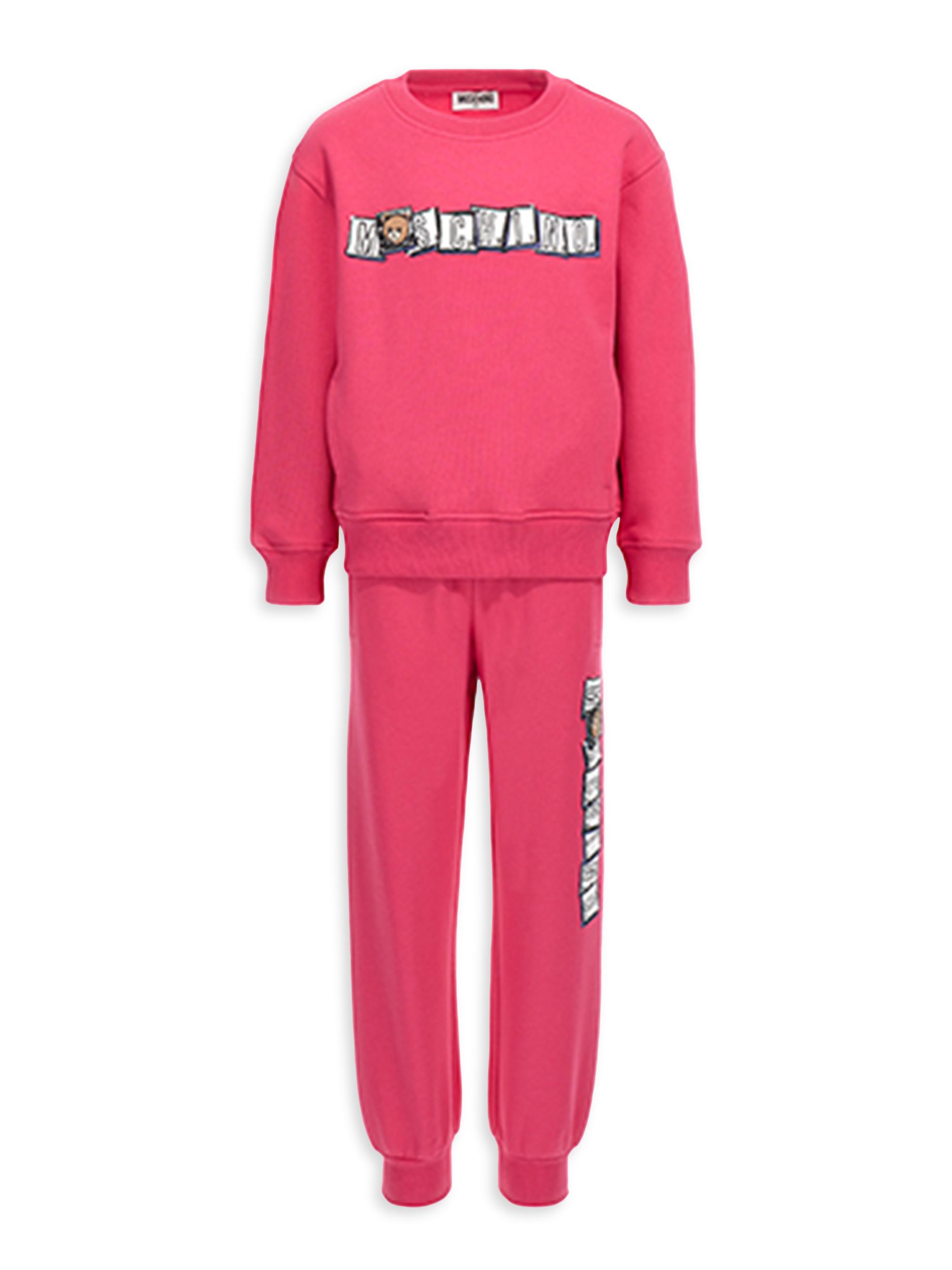 Moschino Little Girl's & Girl's Teddy Bear Block Sweatsuit - Raspberry Pink