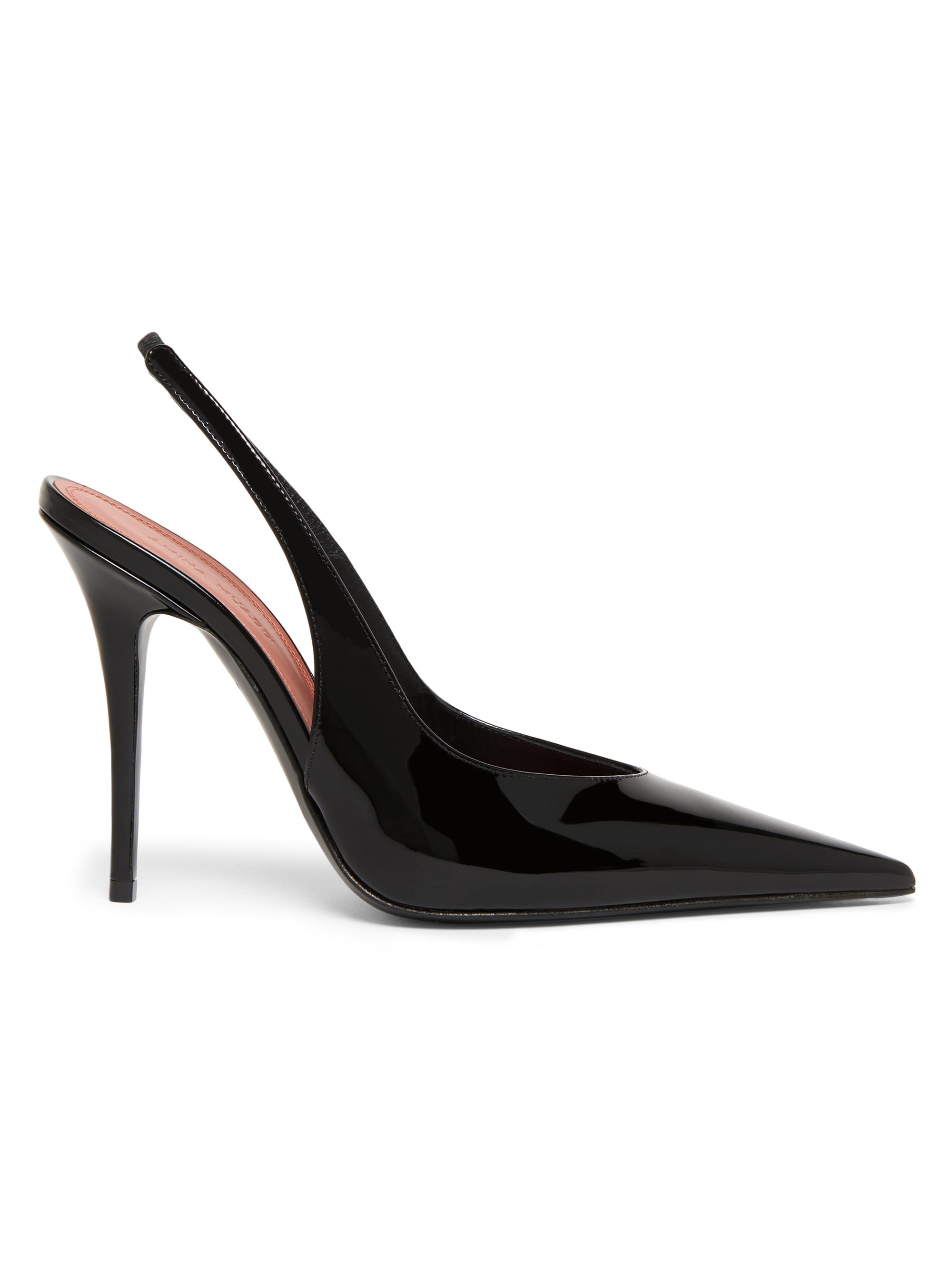 Amina Muaddi Women's Anok 105MM Patent Leather Slingback Pumps - Patent Black