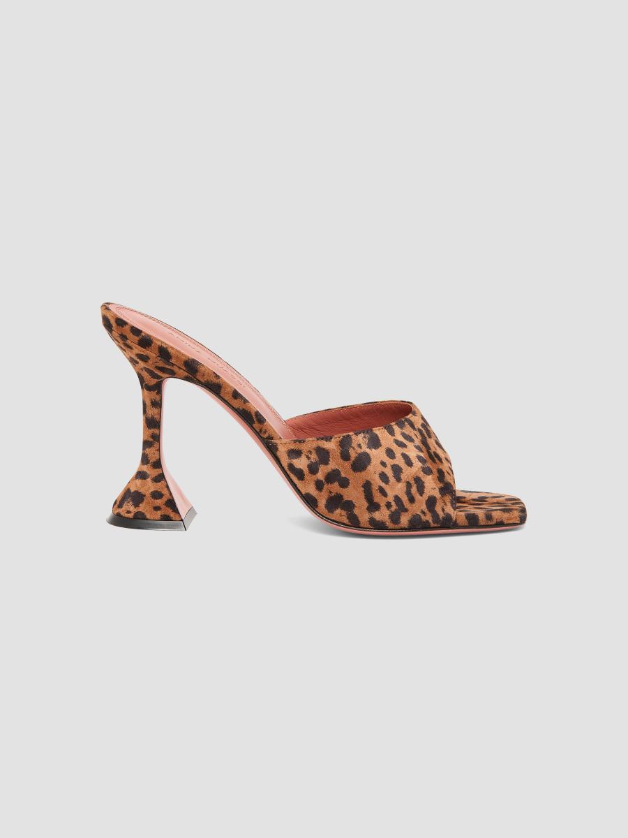 Amina Muaddi Lupita 95MM Leopard-Printed Leather Mules | Saks Fifth Avenue