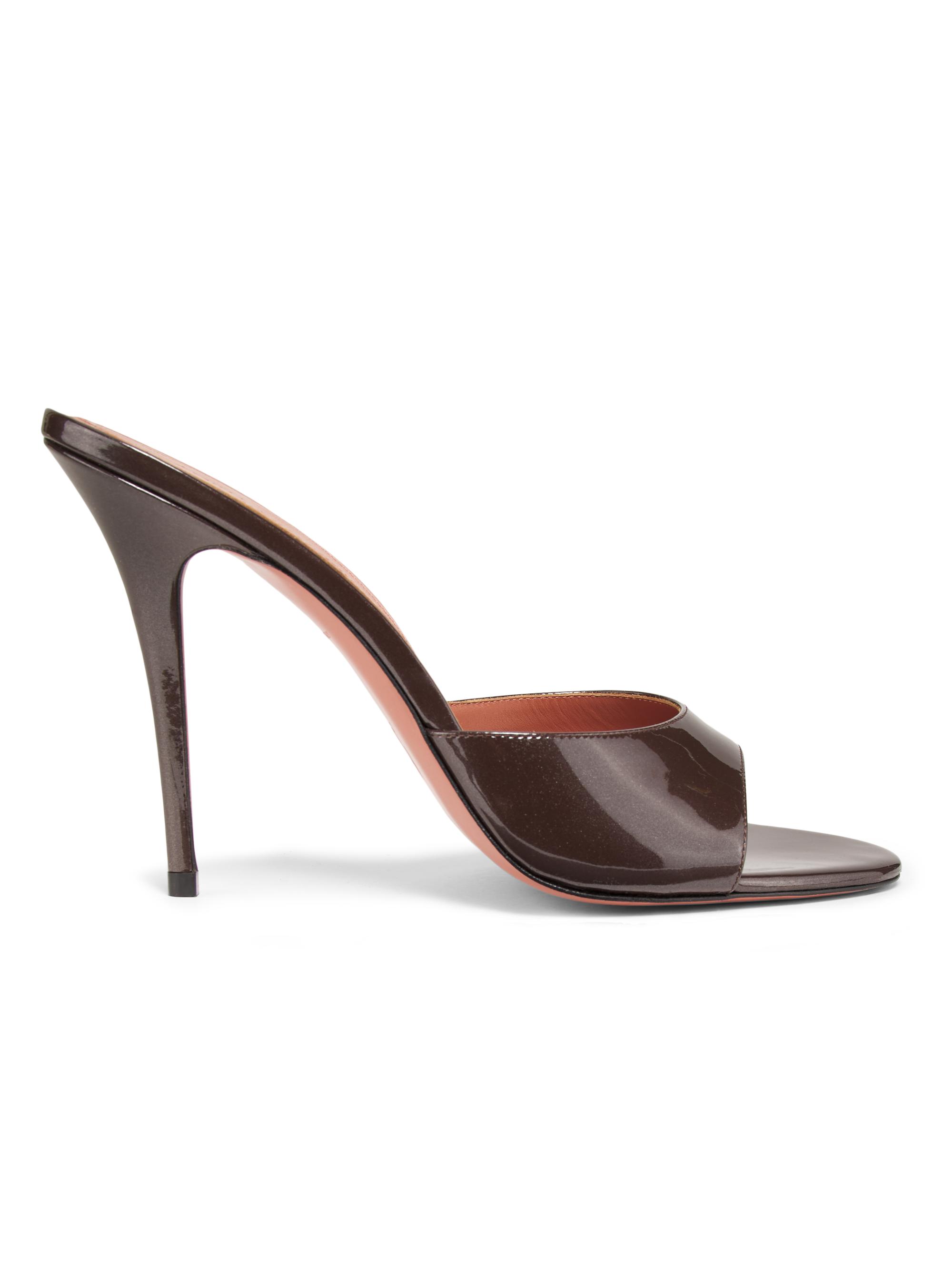 Amina Muaddi Women's Elodie Patent Leather Mules - Pearly Patent Coffee