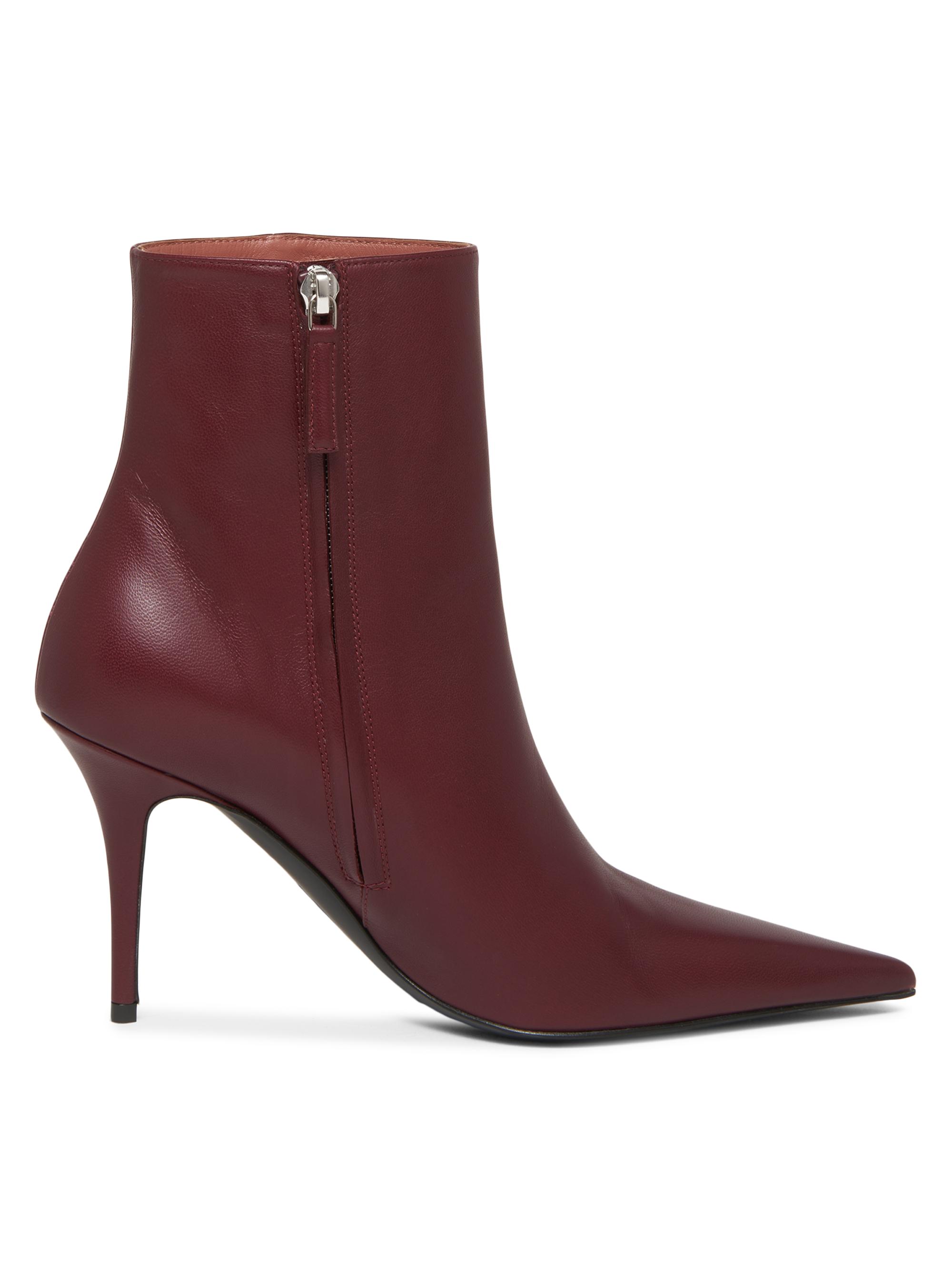 Amina Muaddi Women's Barbara Leather Ankle Boots - Nappa Wine