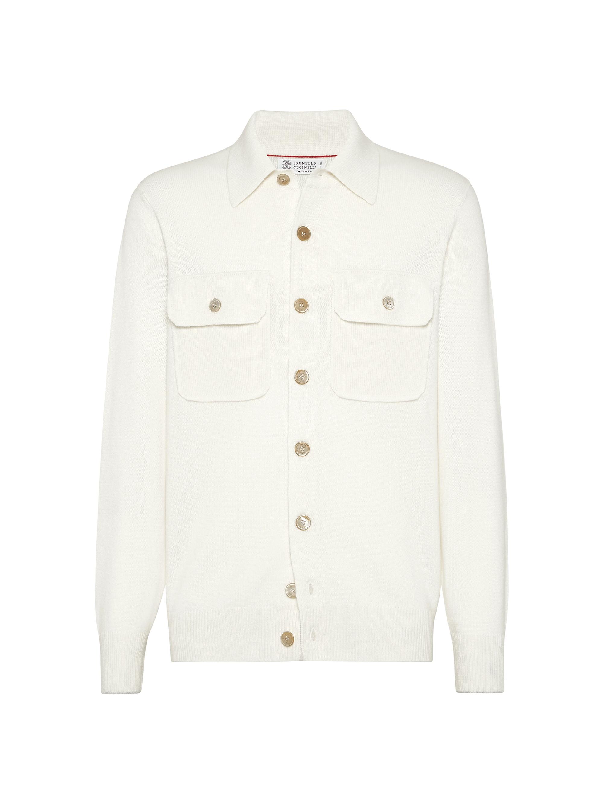 Brunello Cucinelli Men's Cashmere Shirt Style Cardigan with Chest Pockets - Panama