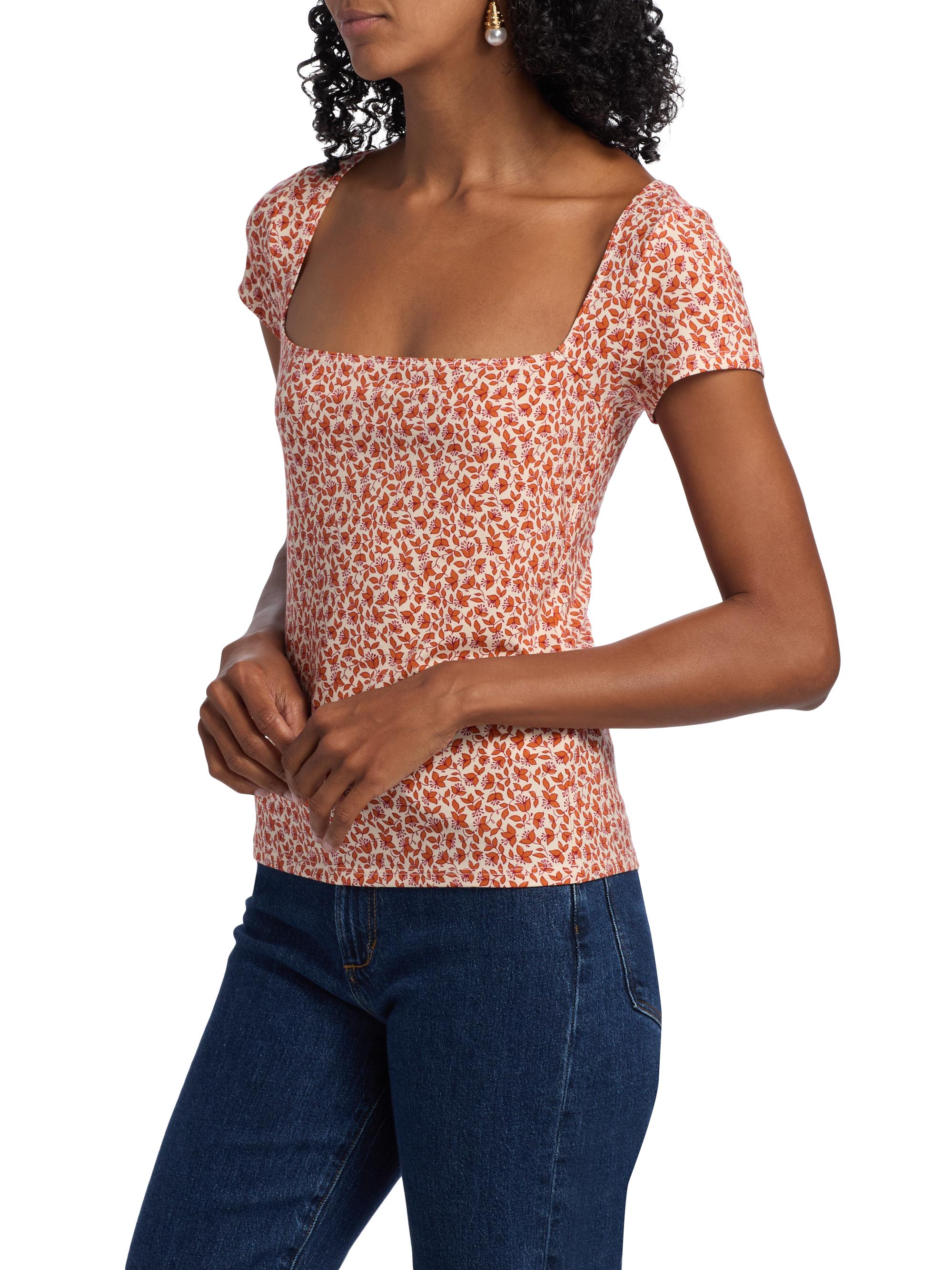 Reformation Bardot Floral Square Neck Top | Saks Fifth Avenue