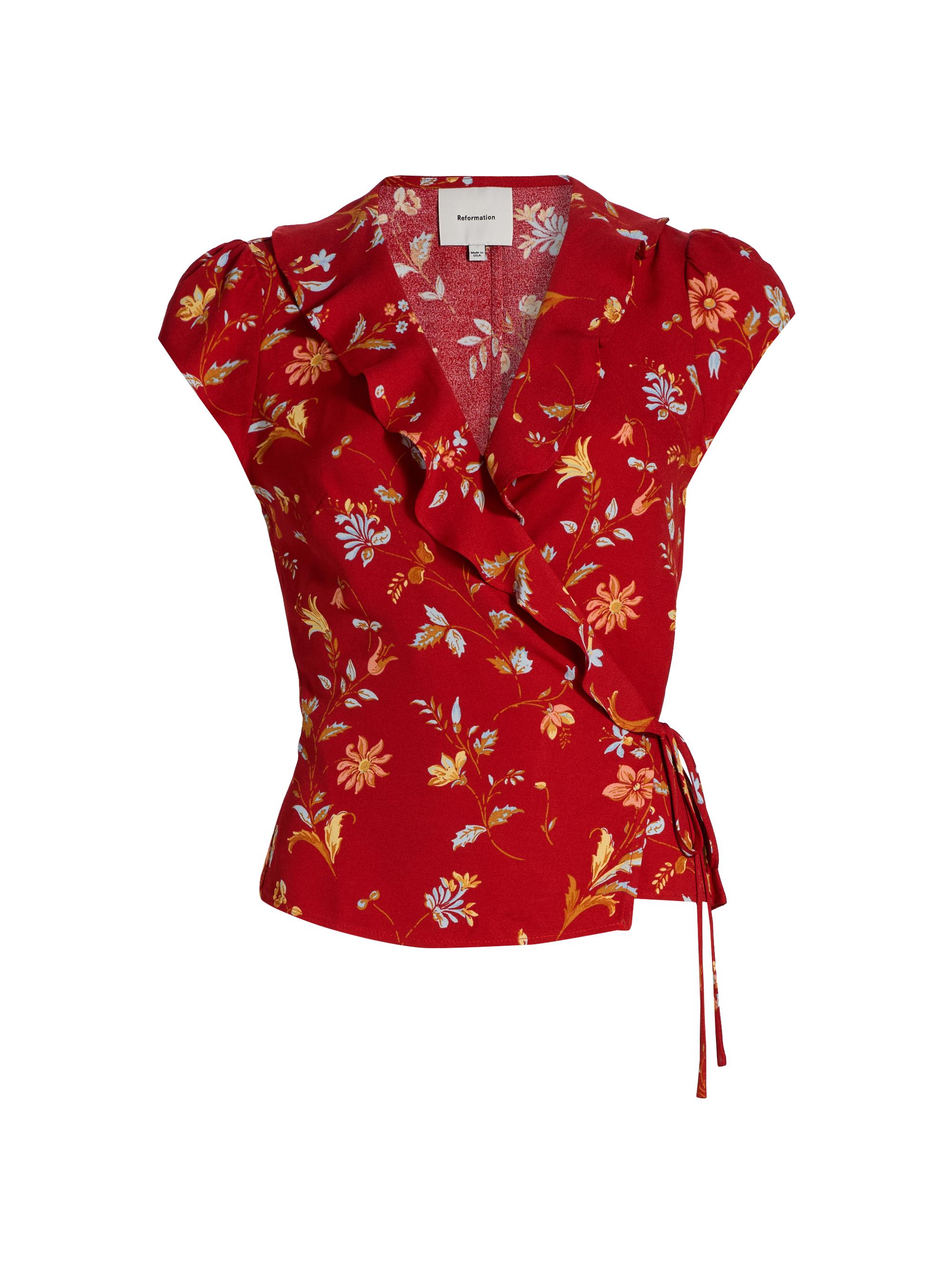 Clemence Floral Crepe Wrap Top