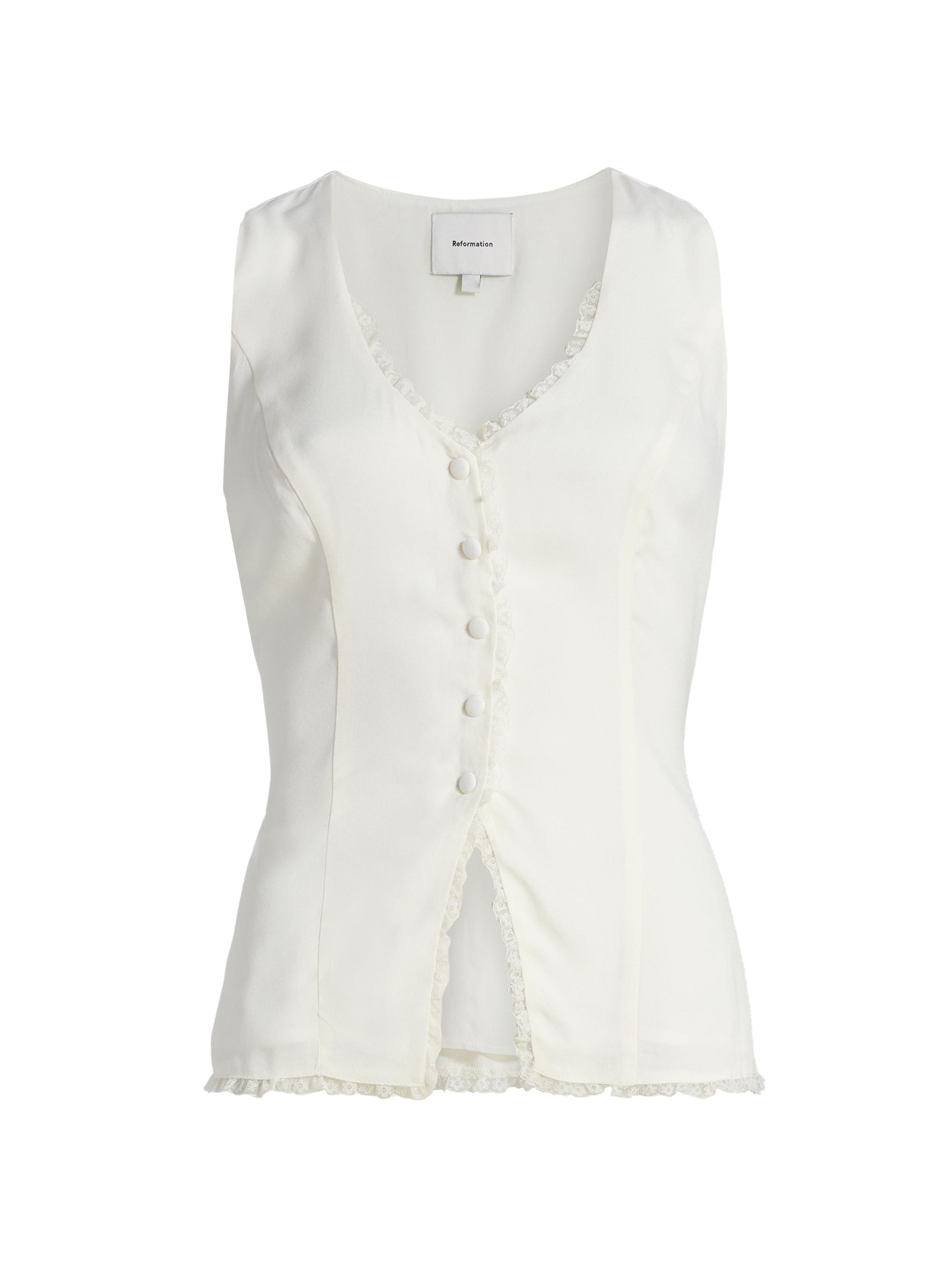 Reformation Skylar Tailored Crepe Top | Saks Fifth Avenue