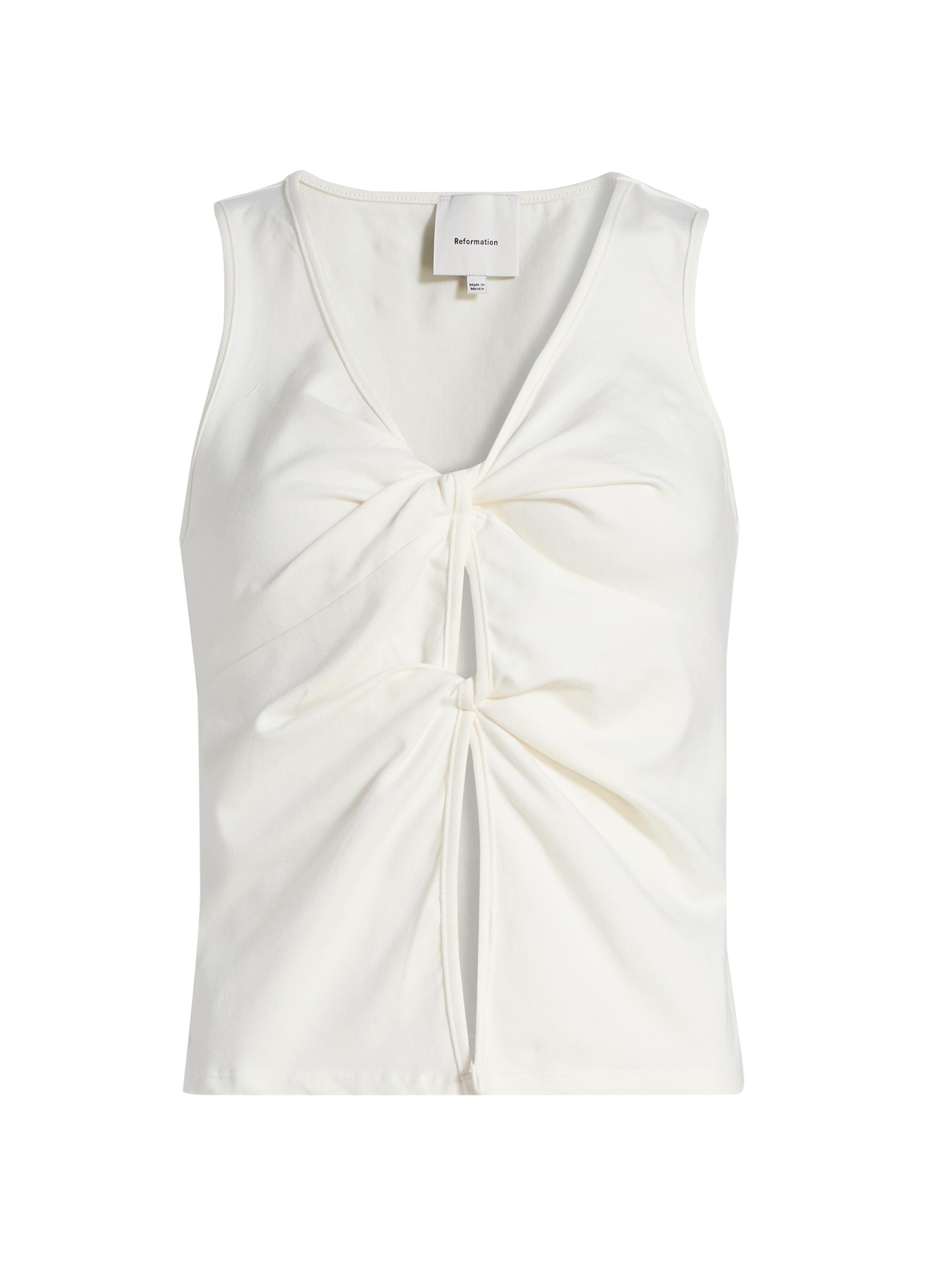 Reformation Women's Tefi Sleeveless Stretch-Cotton Top - Fior Di Latte