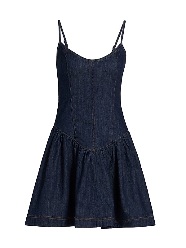 denim dress reformation Serafina Midi rear zip fastening Reformation Elma Denim Dress by